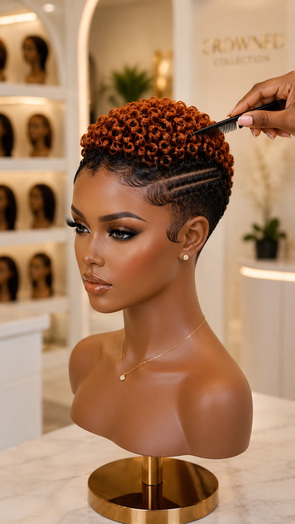 This Burnt Orange Curly Pixie Wig Brings Luxury Short Hair Energy