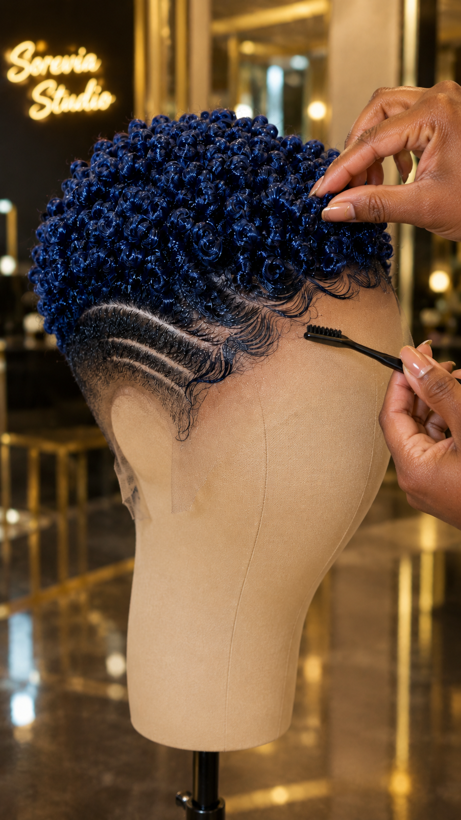 Deep Navy Curls Over A Dark Root, With Fanned Lines And Laid Edges — Where To Buy It 💙✨ #braidsforwomenh Deep Navy Curls Over A Dark Root, With Fanned Lines And Laid Edges — Where To Buy It 💙✨ #braidsforwomenh