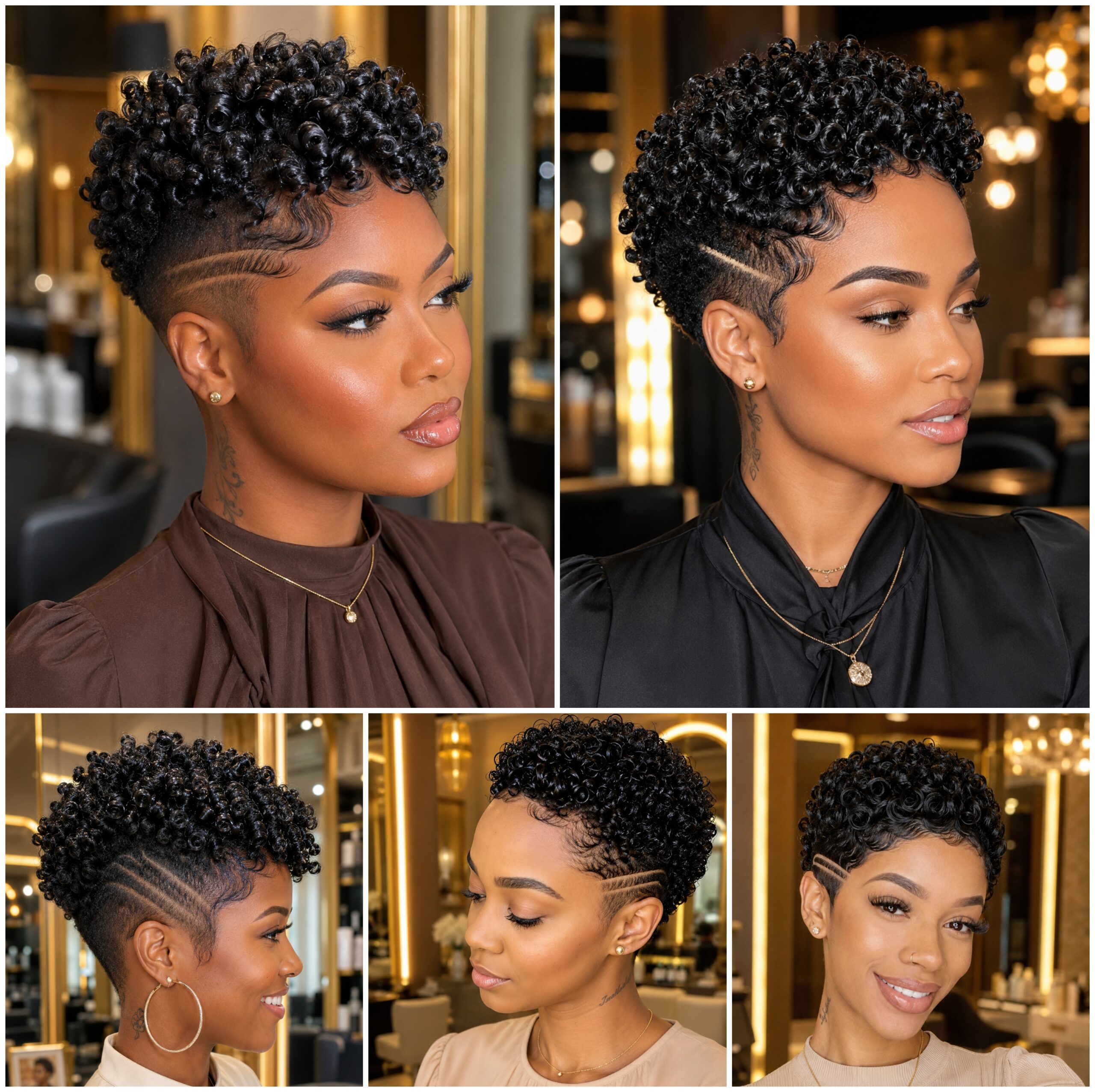 Curly Pixie Fades Framed by Razor Lines