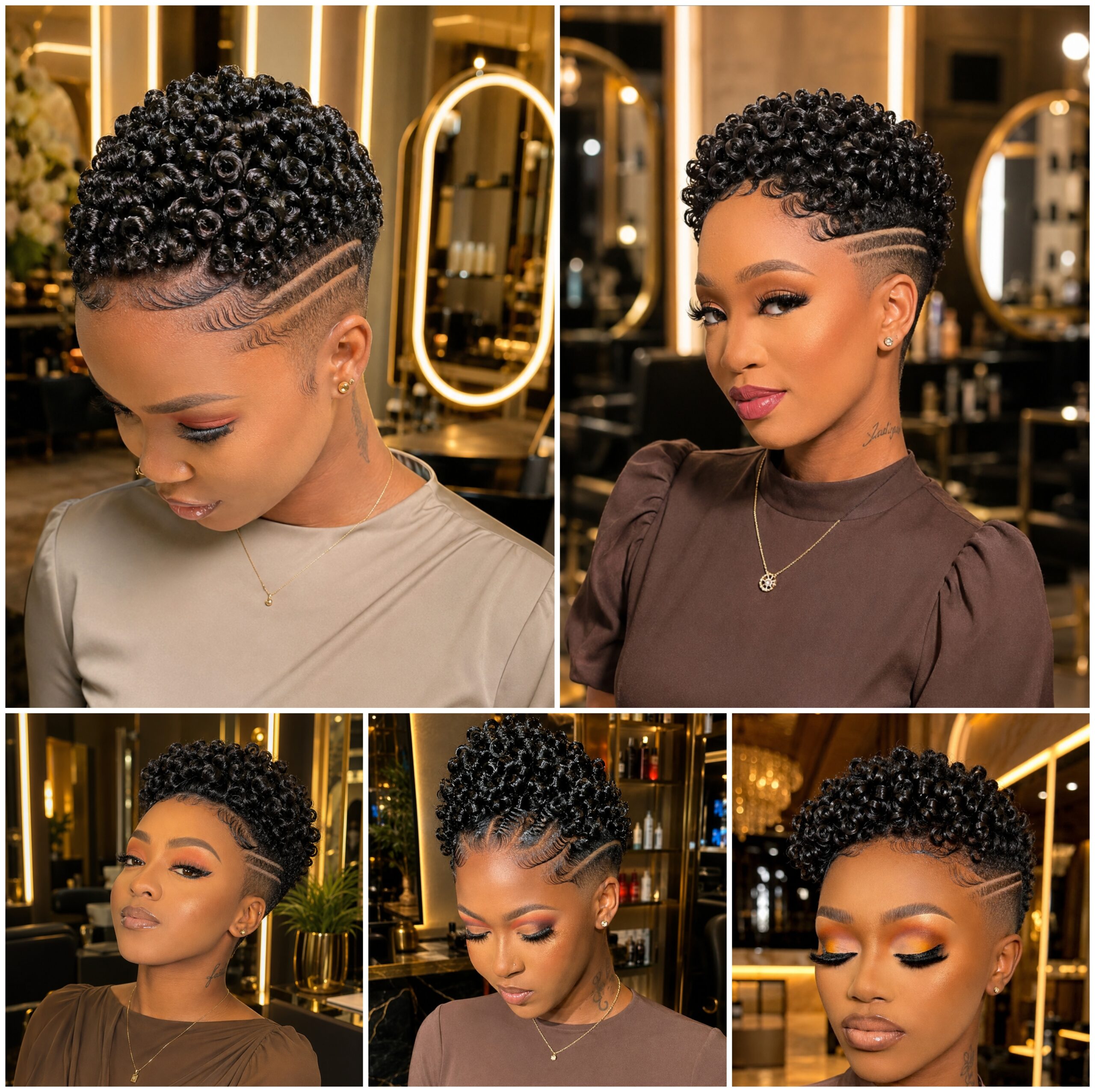 Finger Coil Pixie Fades with Curved Part
