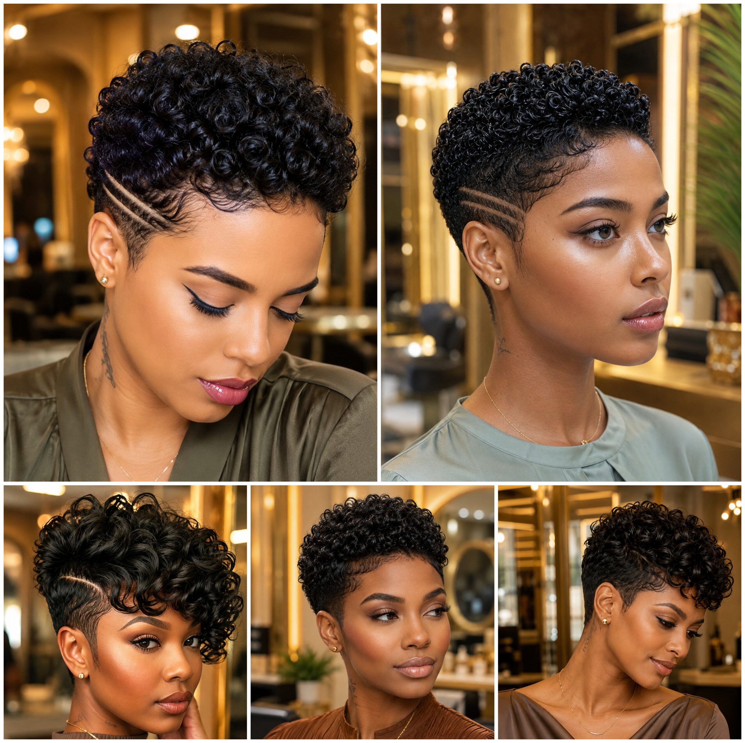 Glossy Coily Pixie Fades with Sleek Hairline Waves Glossy Coily Pixie Fades with Sleek Hairline Waves
