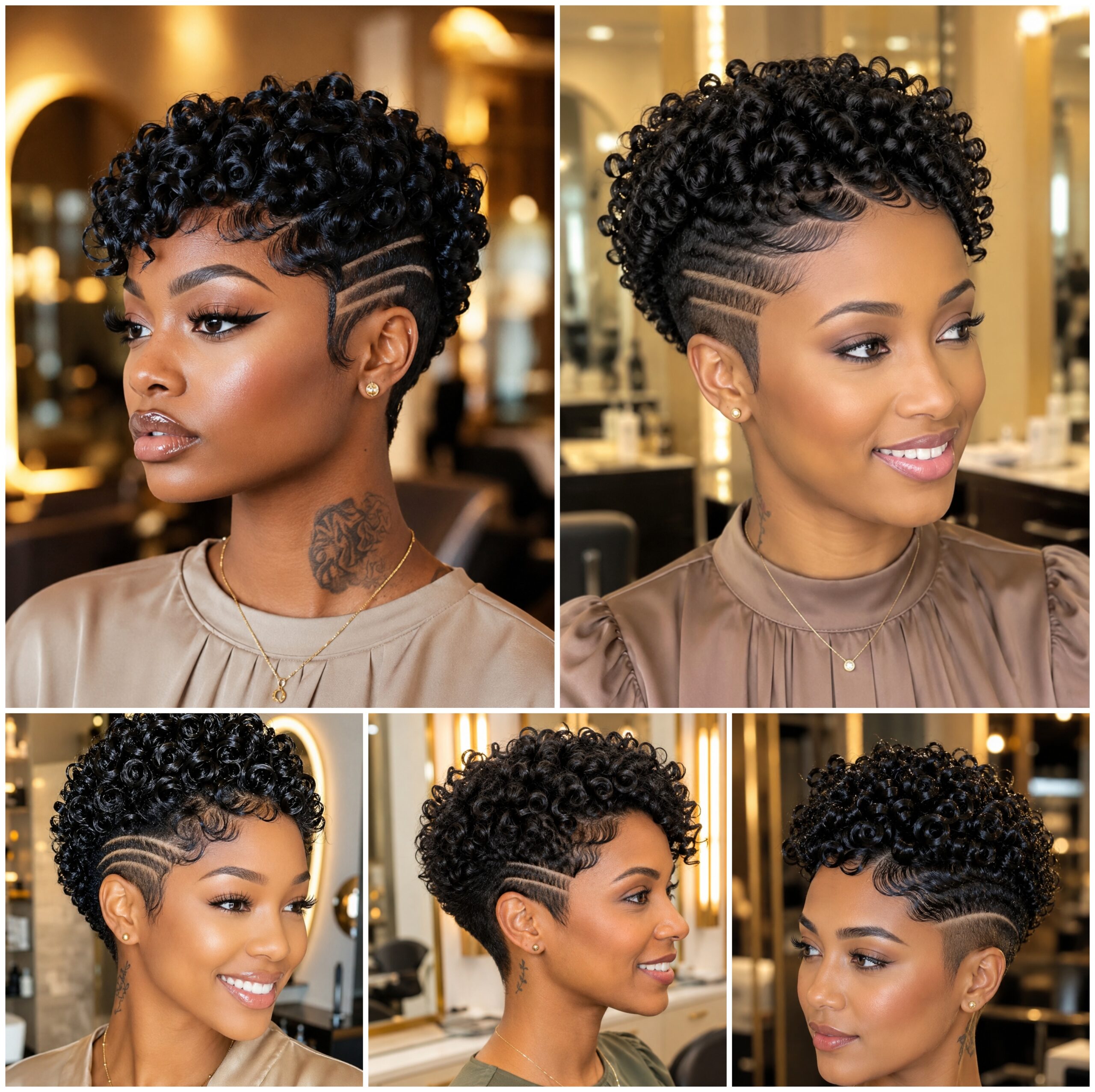 Short Coily Cuts with Curved Fade Detail Short Coily Cuts with Curved Fade Detail