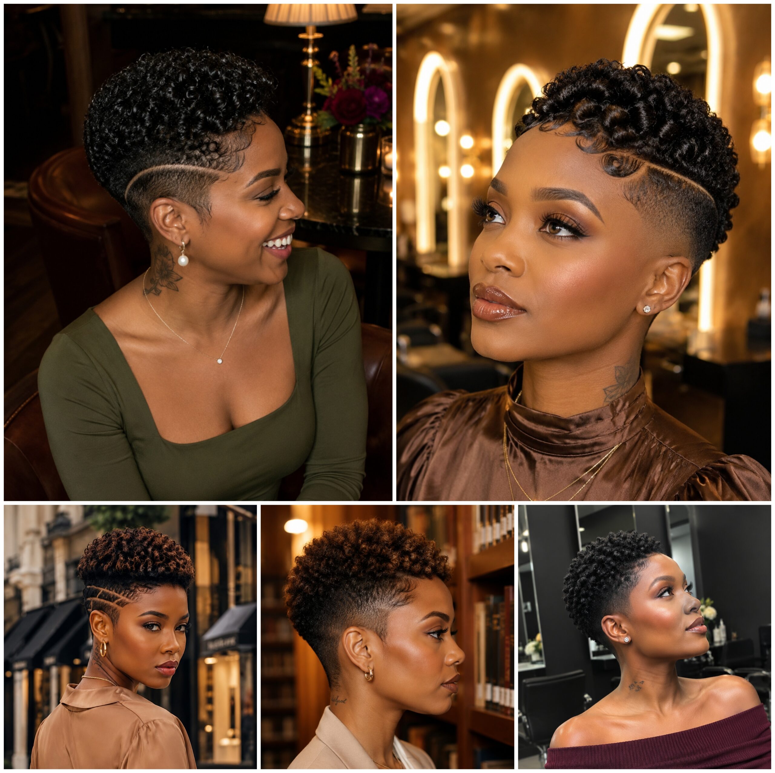 Coily Pixie Taper Cuts with Razor Side Detail Coily Pixie Taper Cuts with Razor Side Detail