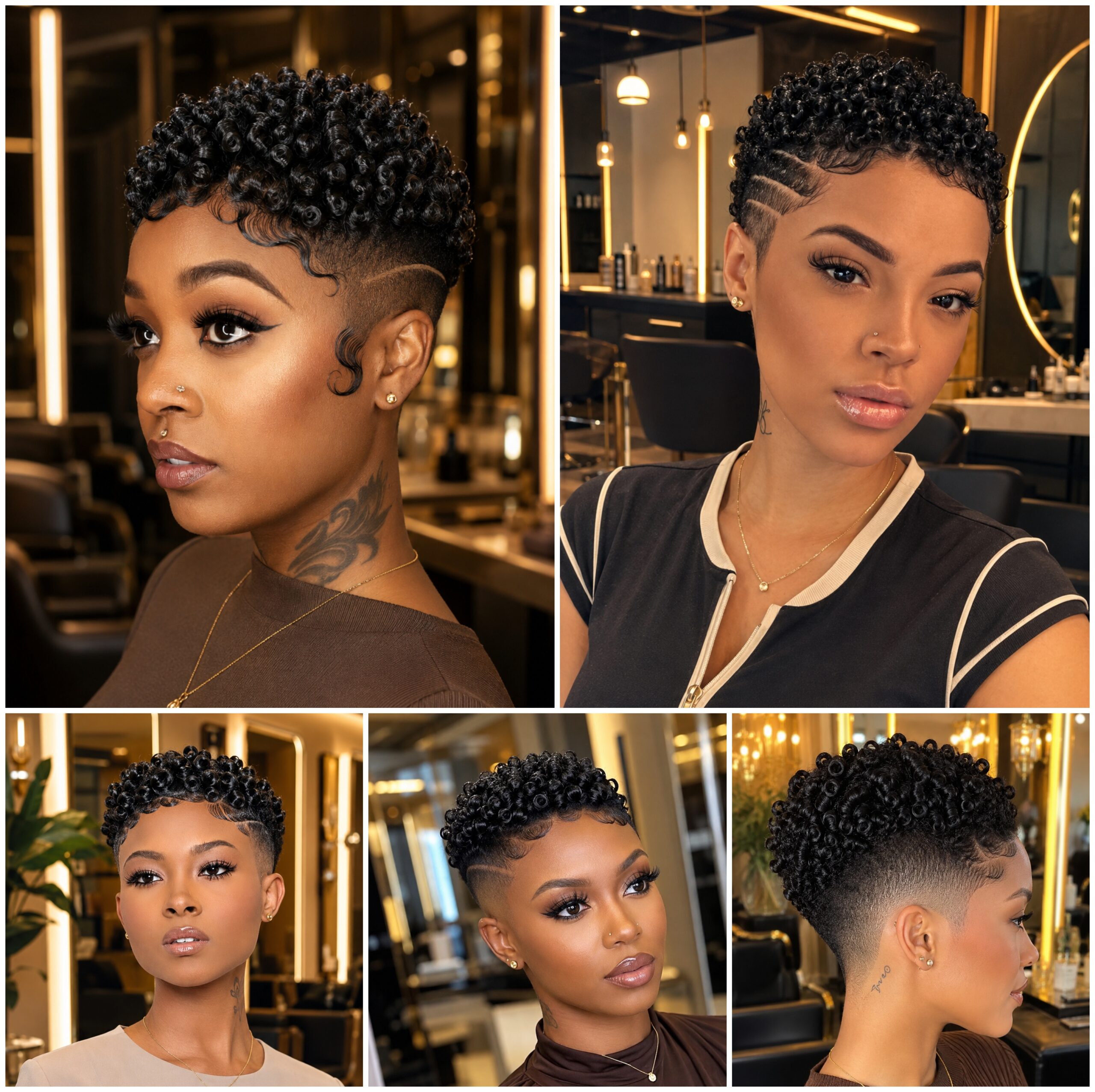 Short Coily Taper Styles with Razor Lines Short Coily Taper Styles with Razor Lines