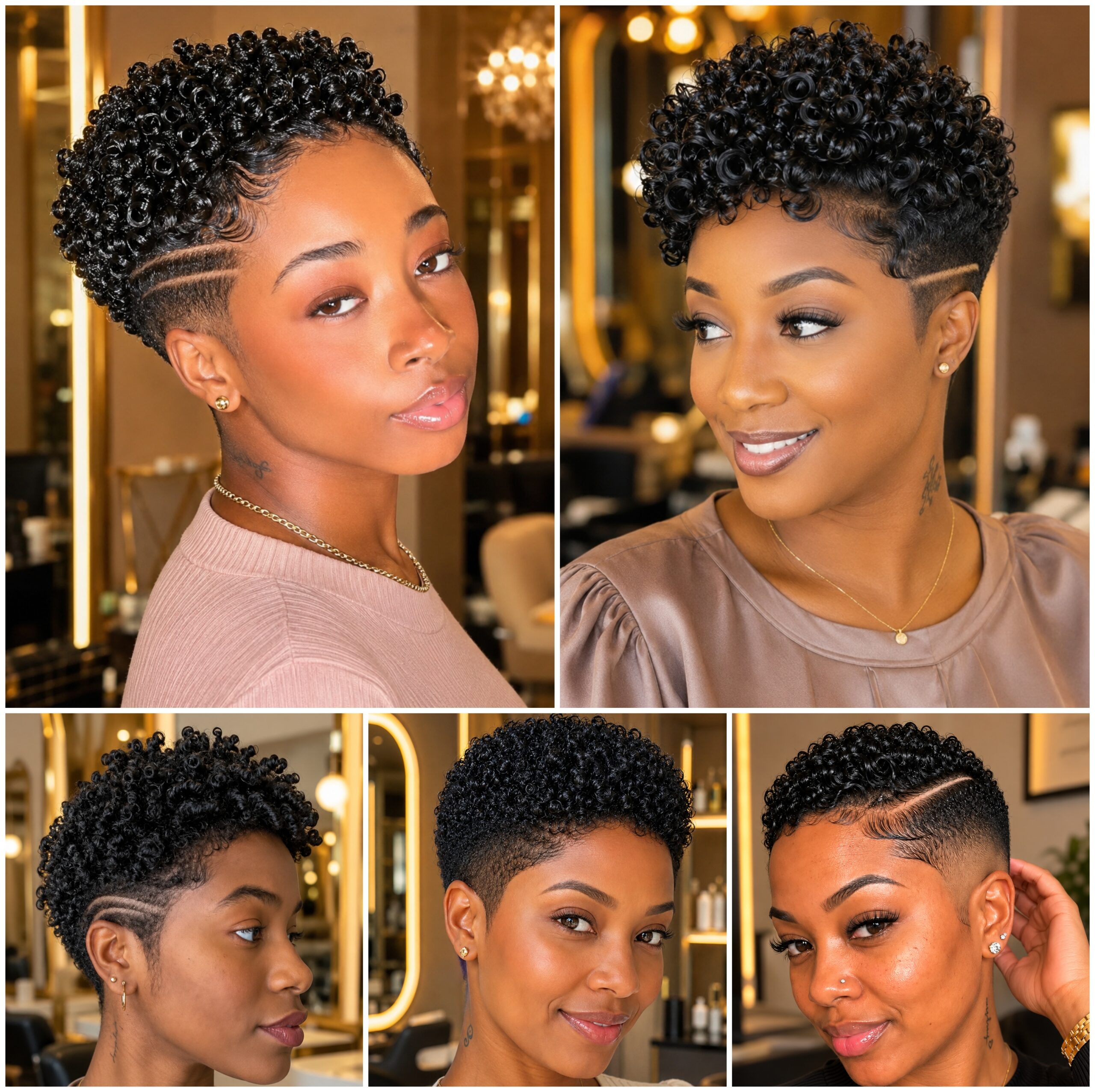 Jet Black Coil Cuts with Triple Razor Stripes