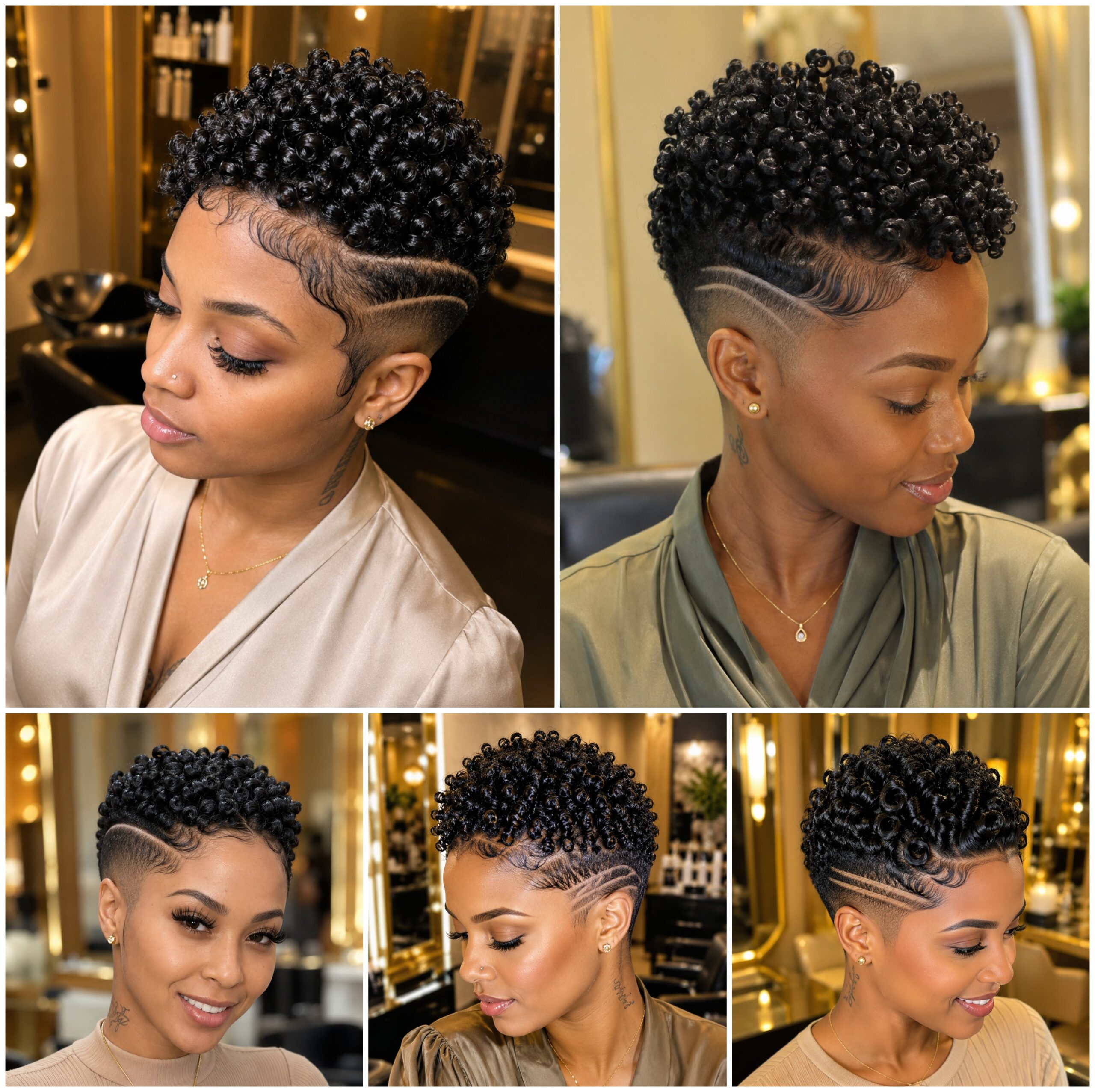 Temple-Line Taper Cuts with Glossy Coils