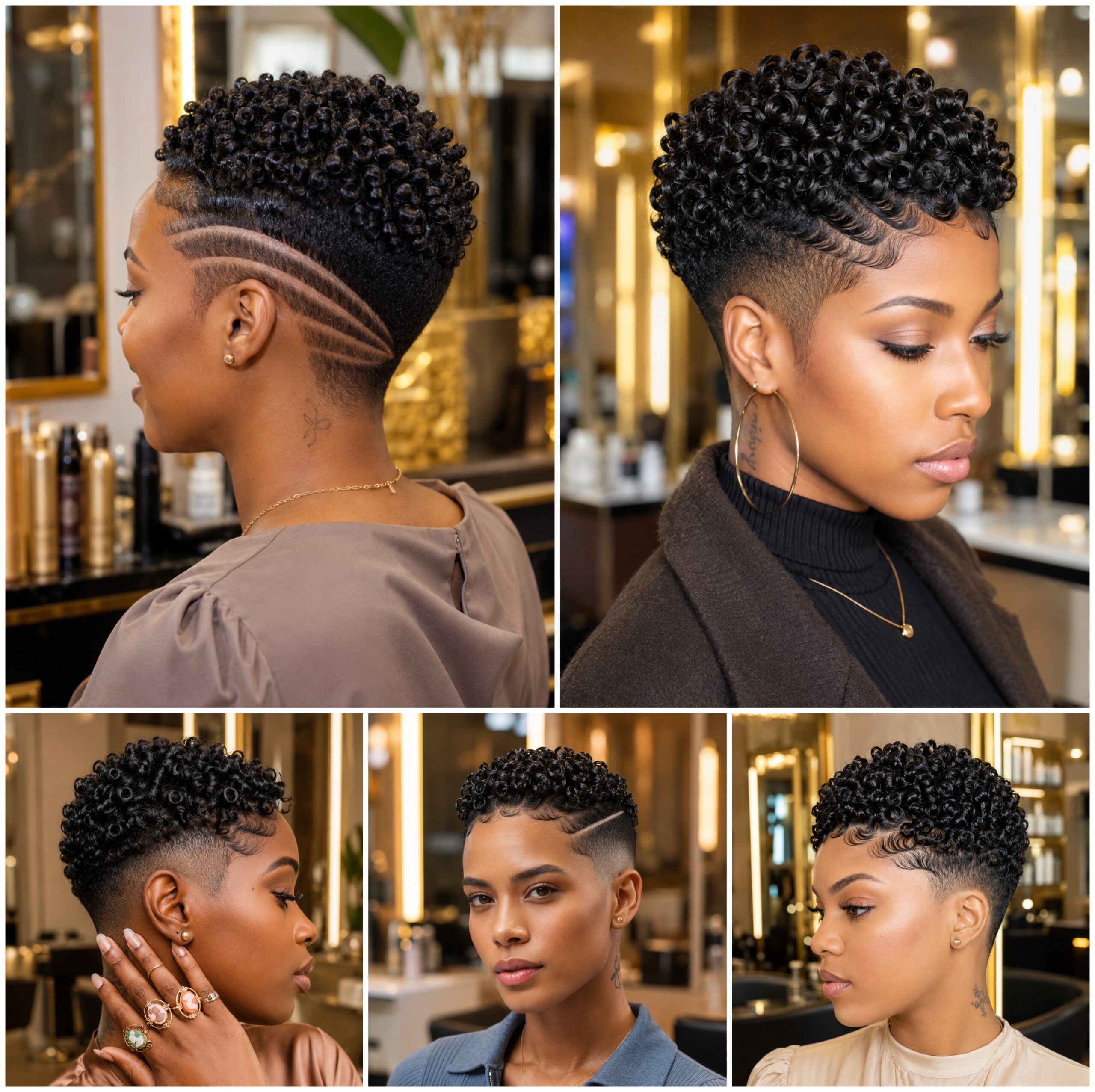 Coily Pixie Fades with Sharp Side Lines Coily Pixie Fades with Sharp Side Lines