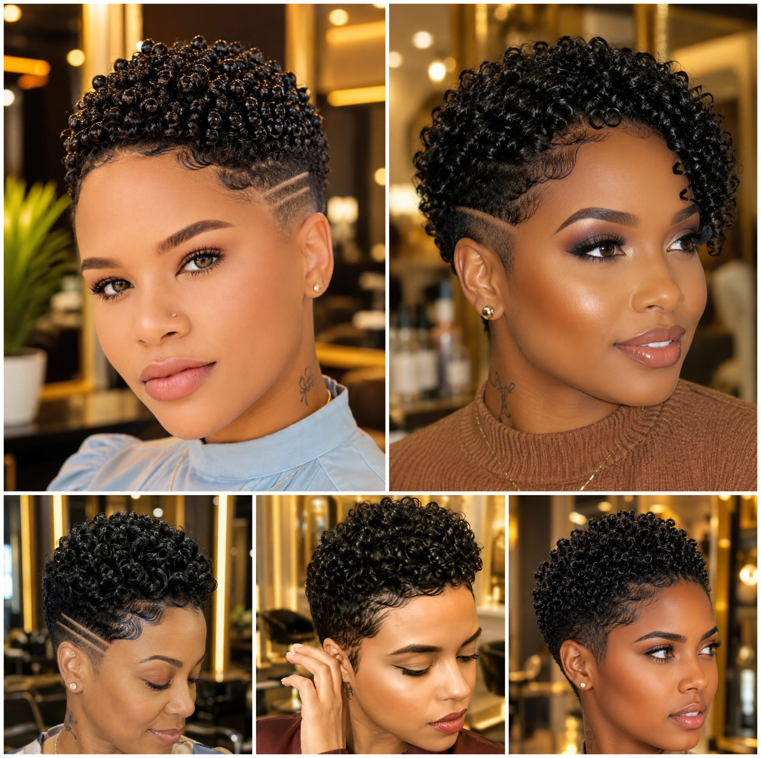 Low Taper Curls with a Single Carved Part
