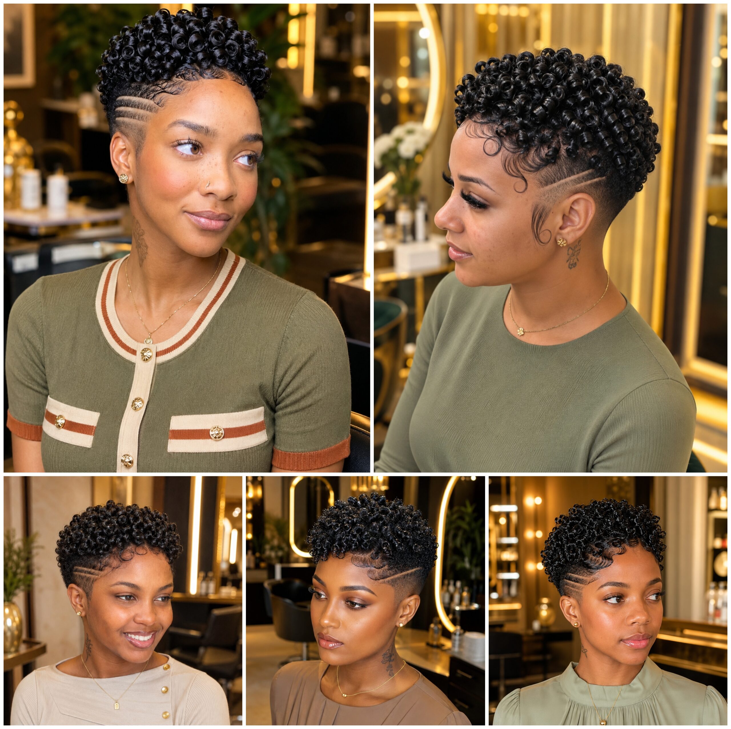 Short Coily Pixie Cuts with Side Lines Short Coily Pixie Cuts with Side Lines