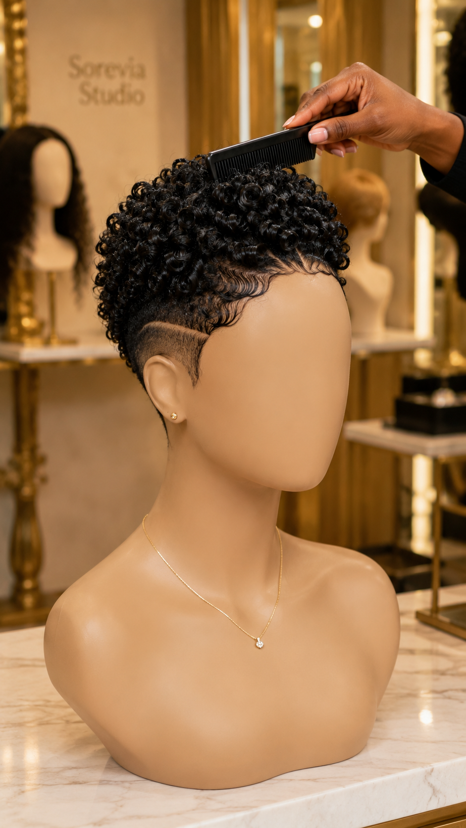 Jet Black Curly Pixie Wig With Curved Razor Line Design Gets The Full Salon Finish 🖤H✨ #haircutsforwomens