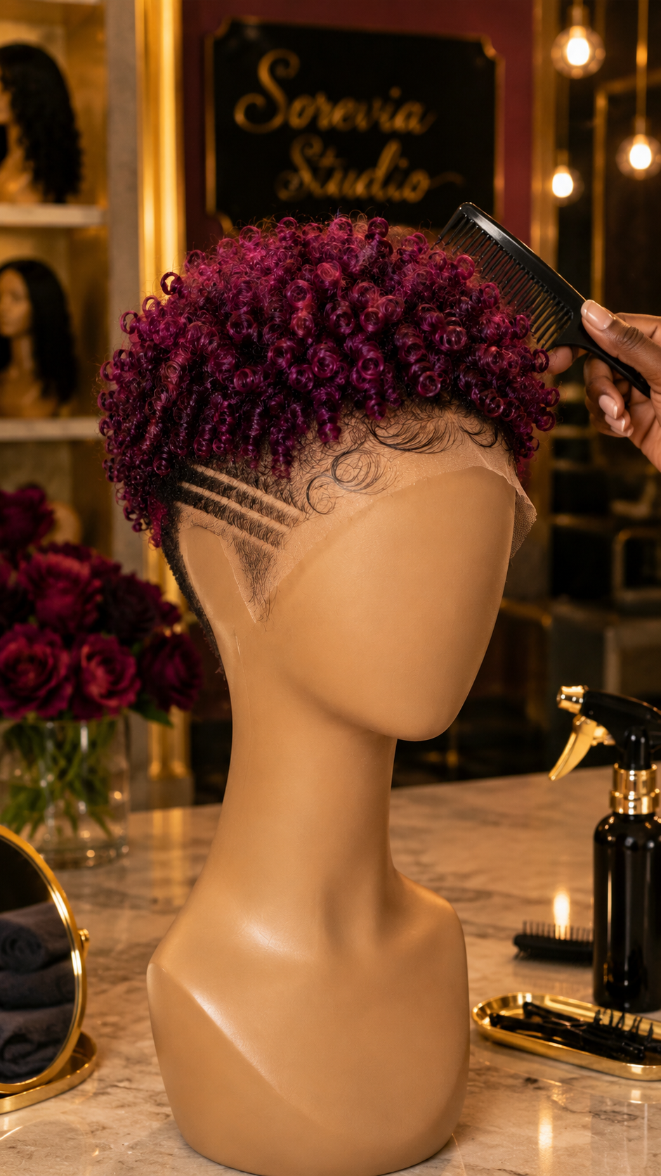 Magenta Curls Over A Dark Root, With Twin Side Lines — Where To Buy This Bold Pixie 💜✨ #StylistStudioMSCh Magenta Curls Over A Dark Root, With Twin Side Lines — Where To Buy This Bold Pixie 💜✨ #StylistStudioMSCh
