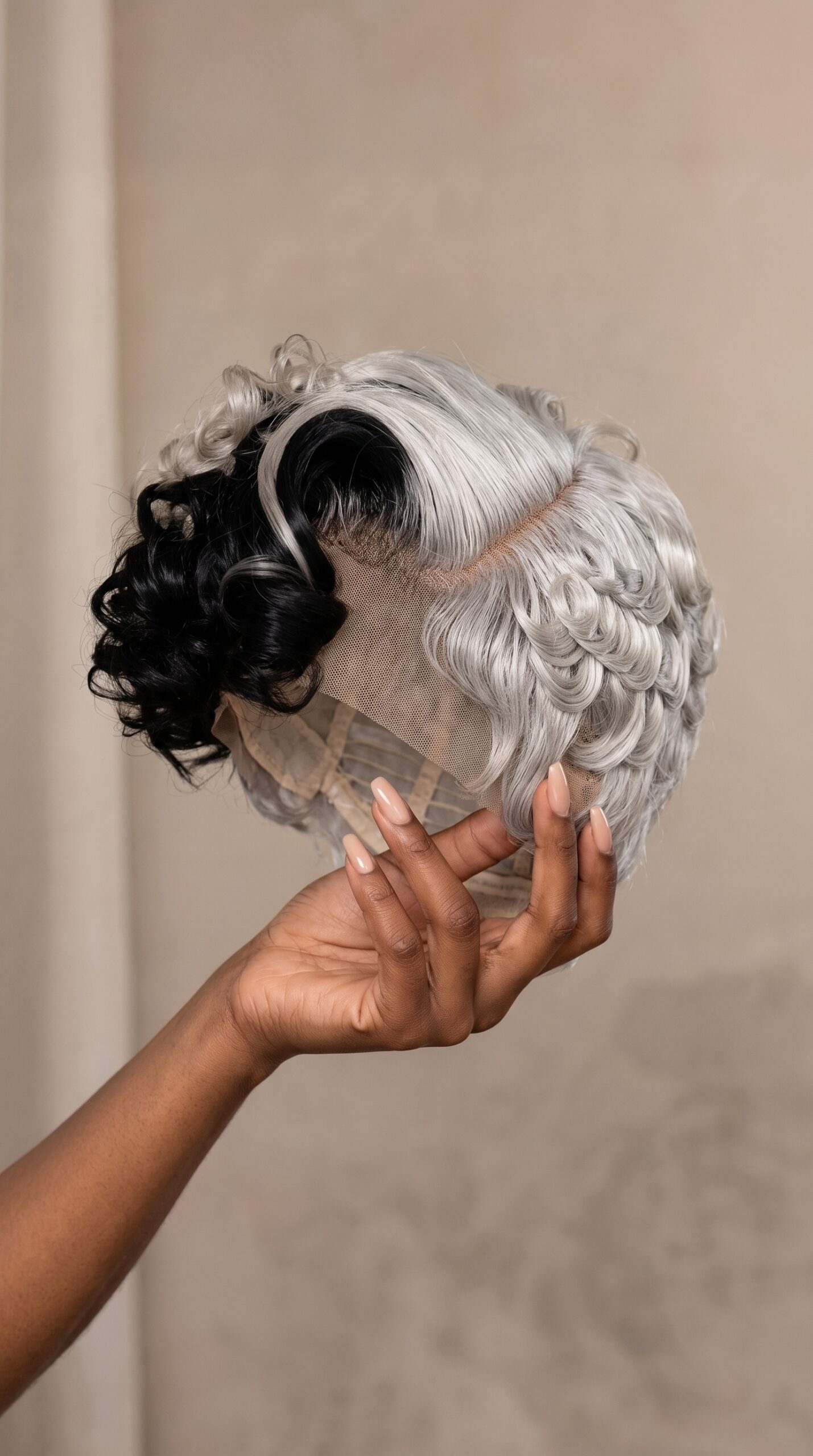 Black Beside Silver Is The Riskiest Colour Split On A Pixie Wig #StayGlamHairstyle Black Beside Silver Is The Riskiest Colour Split On A Pixie Wig #StayGlamHairstyle