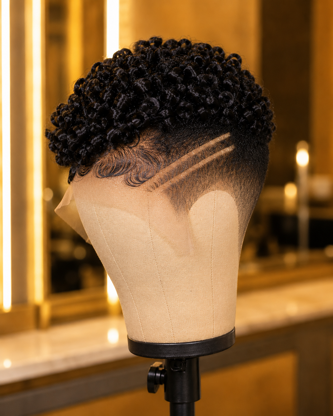 Sculpted Finger Waves Beneath A Coiled Crown And Double Temple Lines — Evaluating A Short Lace Pixie On A Display Block #hairstyleandfashionSC Sculpted Finger Waves Beneath A Coiled Crown And Double Temple Lines — Evaluating A Short Lace Pixie On A Display Block #hairstyleandfashionSC
