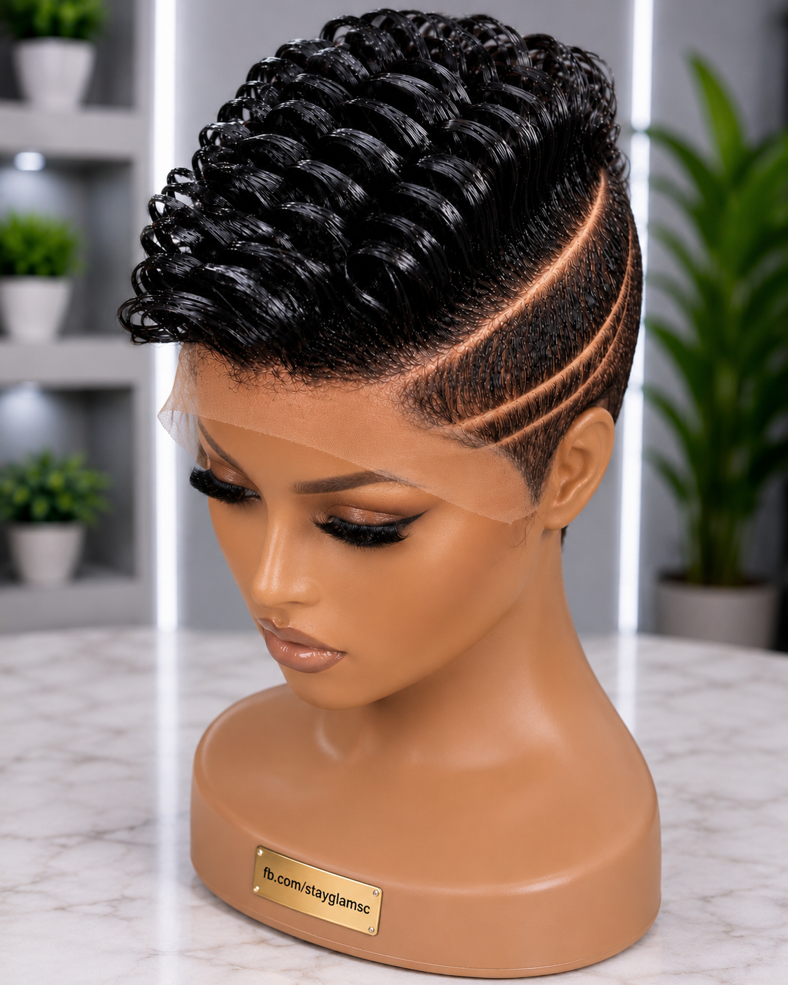 A Curly Pixie Wig With Sleek Front And Textured Back Requires Two Different Styling Routines #StayGlamHairstyle A Curly Pixie Wig With Sleek Front And Textured Back Requires Two Different Styling Routines #StayGlamHairstyle