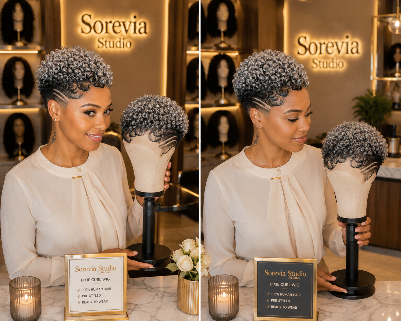 Silver Gray Curly Pixie Wig With Triple Fade Lines Comes In A Salt-And-Pepper Blend 🩶P✨ #braidsforwomen Silver Gray Curly Pixie Wig With Triple Fade Lines Comes In A Salt-And-Pepper Blend 🩶P✨ #braidsforwomen