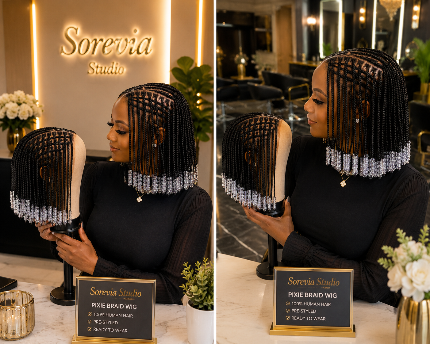 This Braided Bob Wig With Beaded Ends Is 100% Human Hair 🖤P💎 #braidsforwomen