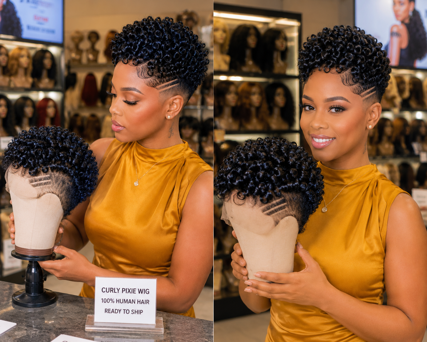 This Curly Pixie Wig Is 100% Human Hair And Ready To Ship ✨ #braidsforwomen
