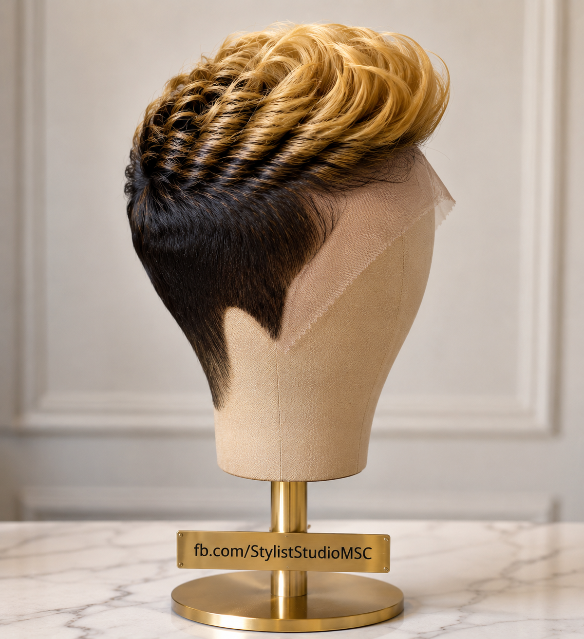 Blonde Curl Pixie Wig With A Heart-Shaped Nape — A Novelty Shape You Cannot Undo #StylistStudioMSC Blonde Curl Pixie Wig With A Heart-Shaped Nape — A Novelty Shape You Cannot Undo #StylistStudioMSC