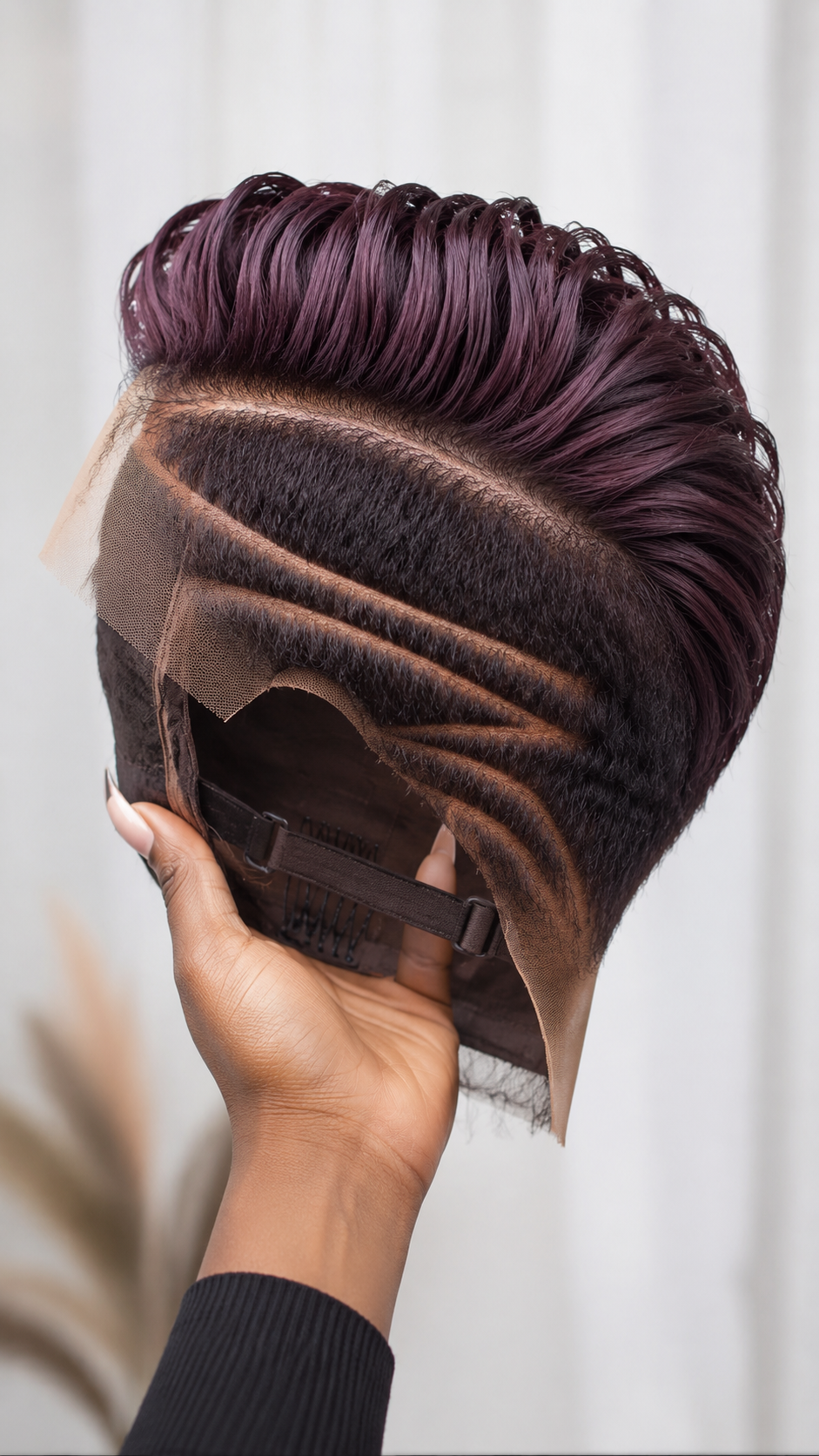 Deep Plum Crest Meets S-Wave Carving: Why Internal Cap Bands Anchor A Multi-Tone Pixie Wig #hairstyleandfashionSC