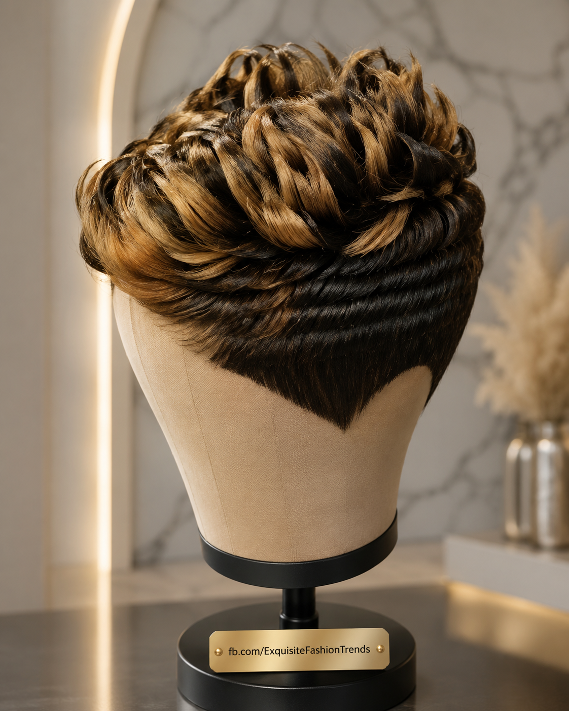 Golden Curl Pixie Wig With A Dark Pressed V-Nape — Ridges Inside A Taper Have To Narrow With It #ExquisiteFashionTrends Golden Curl Pixie Wig With A Dark Pressed V-Nape — Ridges Inside A Taper Have To Narrow With It #ExquisiteFashionTrends