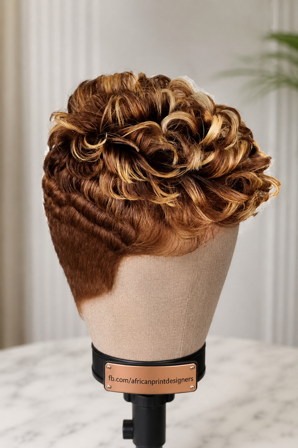 Auburn And Blonde Curl Pixie Wig With A Pressed Wave Nape — Three Tones Only Work If The Back Transition Is Clean #africanprintdesigners Auburn And Blonde Curl Pixie Wig With A Pressed Wave Nape — Three Tones Only Work If The Back Transition Is Clean #africanprintdesigners