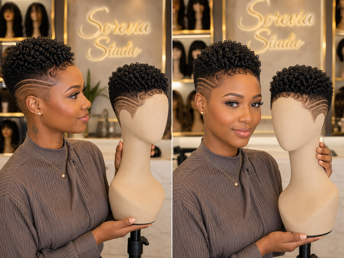 Worn And Displayed, Curly Pixie With A Fanned Edge Design — Where To Buy It 🖤✨ #braidsforwomenp Worn And Displayed, Curly Pixie With A Fanned Edge Design — Where To Buy It 🖤✨ #braidsforwomenp