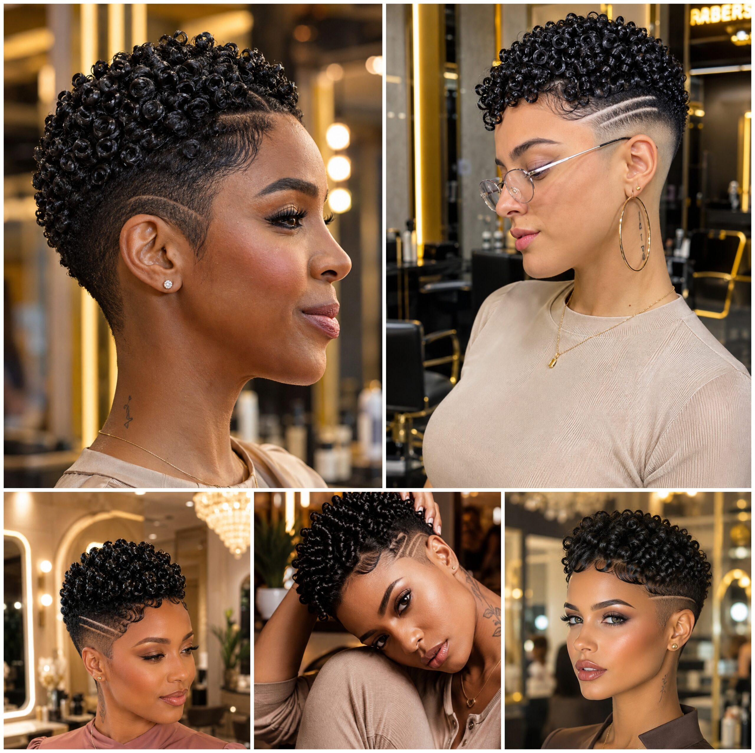 Razor-Lined Taper Cuts with Glossy Finger Coils