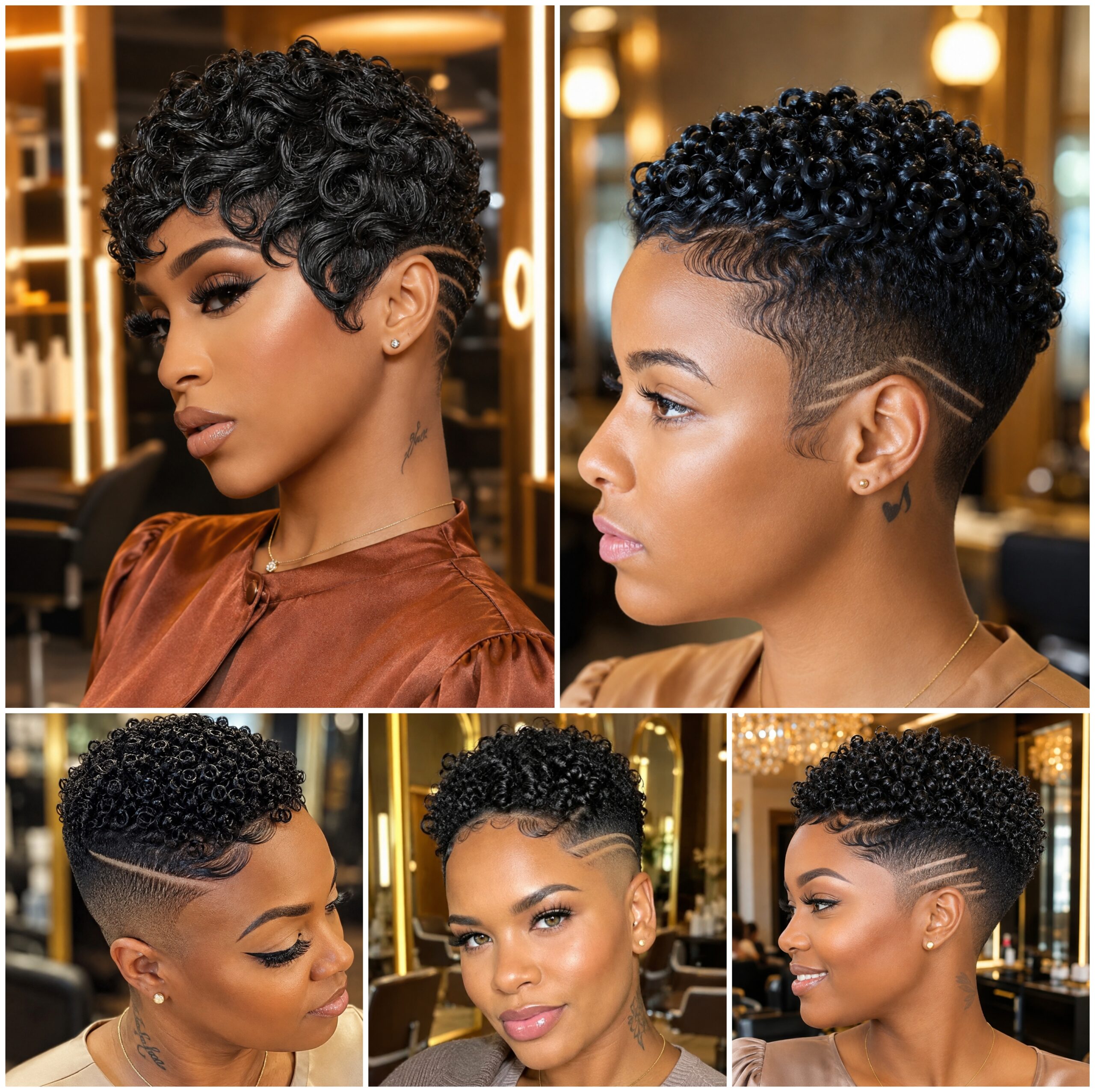 Sleek Finger-Wave Fronts on Curly Fade Pixies Sleek Finger-Wave Fronts on Curly Fade Pixies