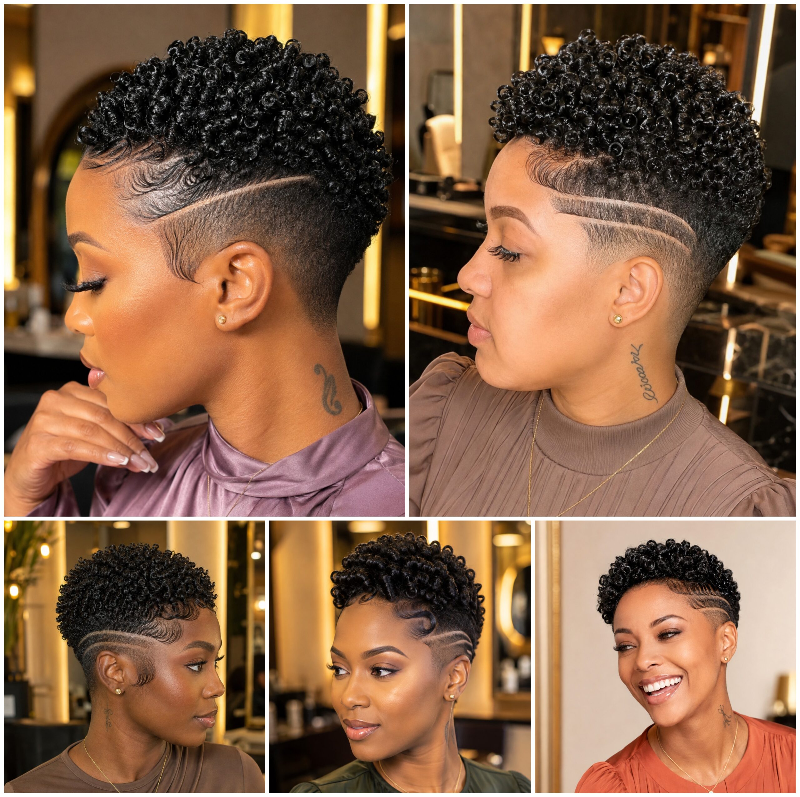 Coily Pixie Cuts Marked by Twin Lines