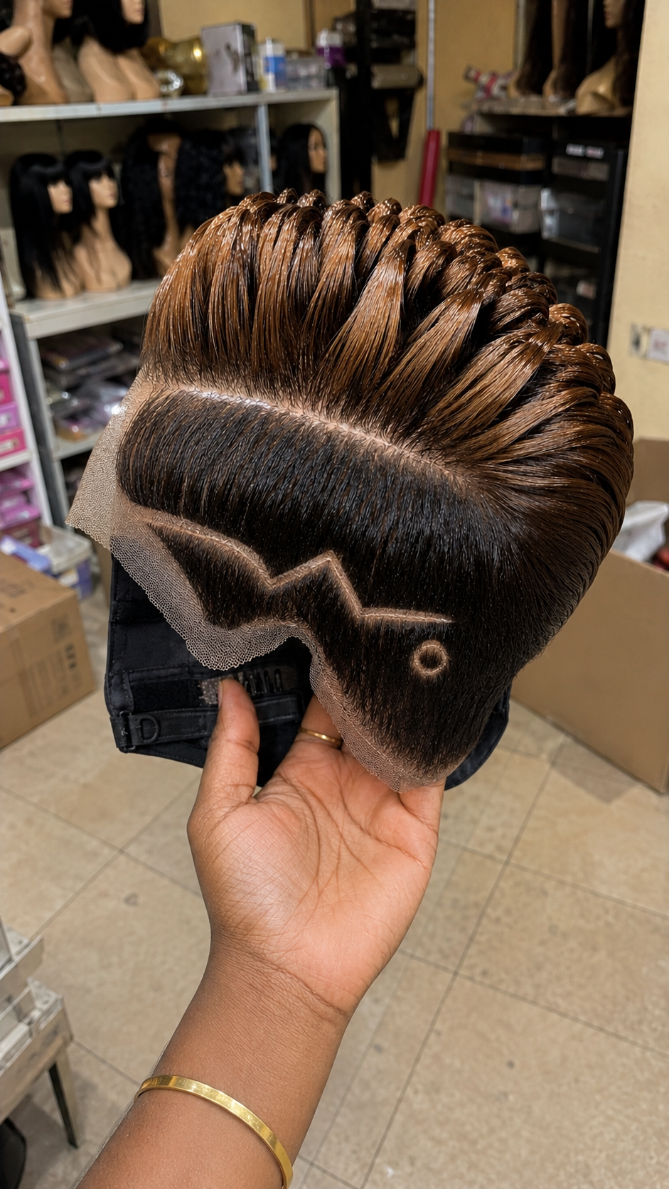 A Geometric Pulse-Wave Razor Carving And Dot Accent Anchor A Caramel-Tipped Pompadour Pixie Wig #yourfashionassistanth A Geometric Pulse-Wave Razor Carving And Dot Accent Anchor A Caramel-Tipped Pompadour Pixie Wig #yourfashionassistanth