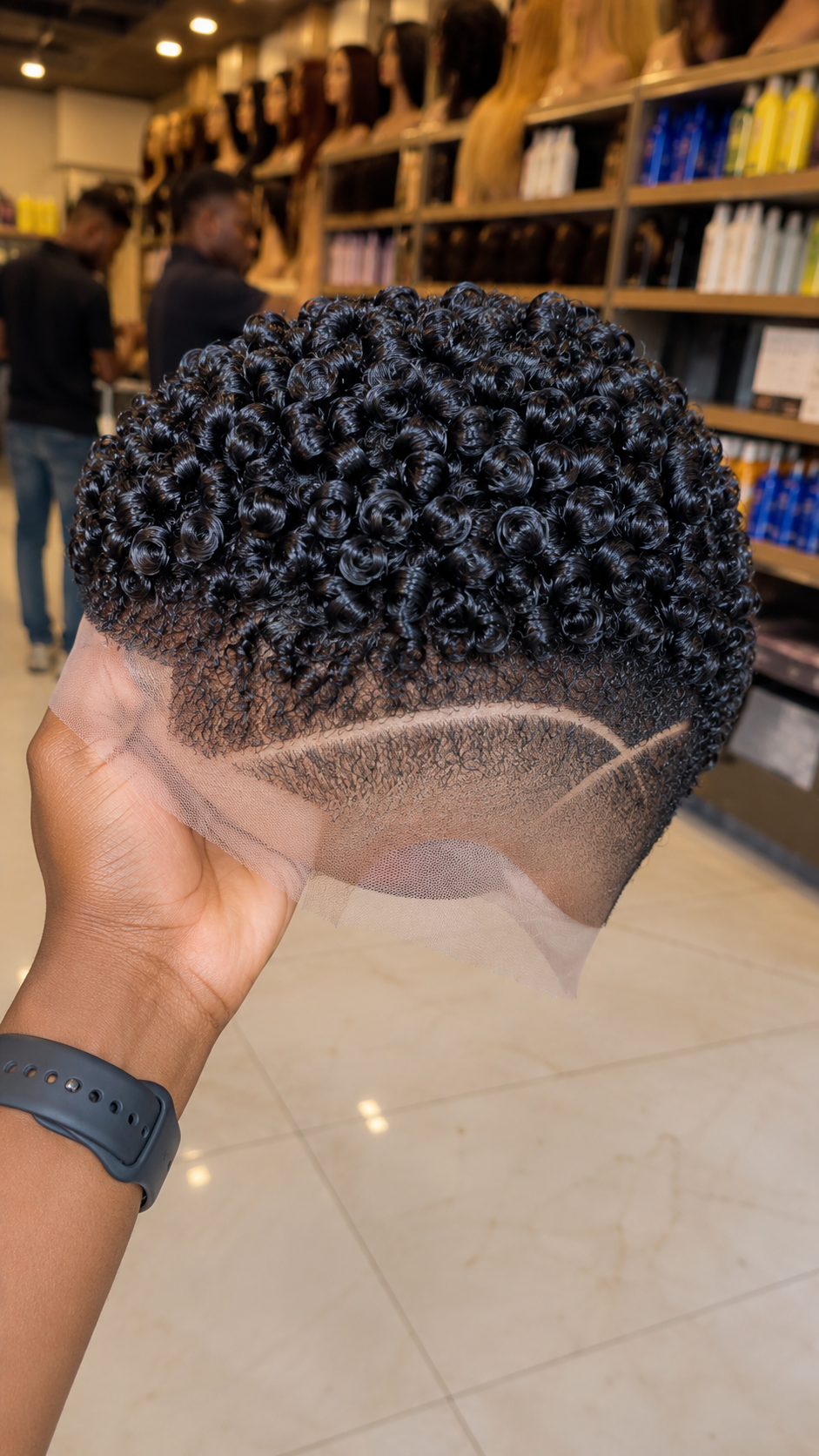 Where To Buy This Jet Black Finger Coil Pixie Wig With An Inset Temple Arch And Raw HD Lace Frontal #bwih
