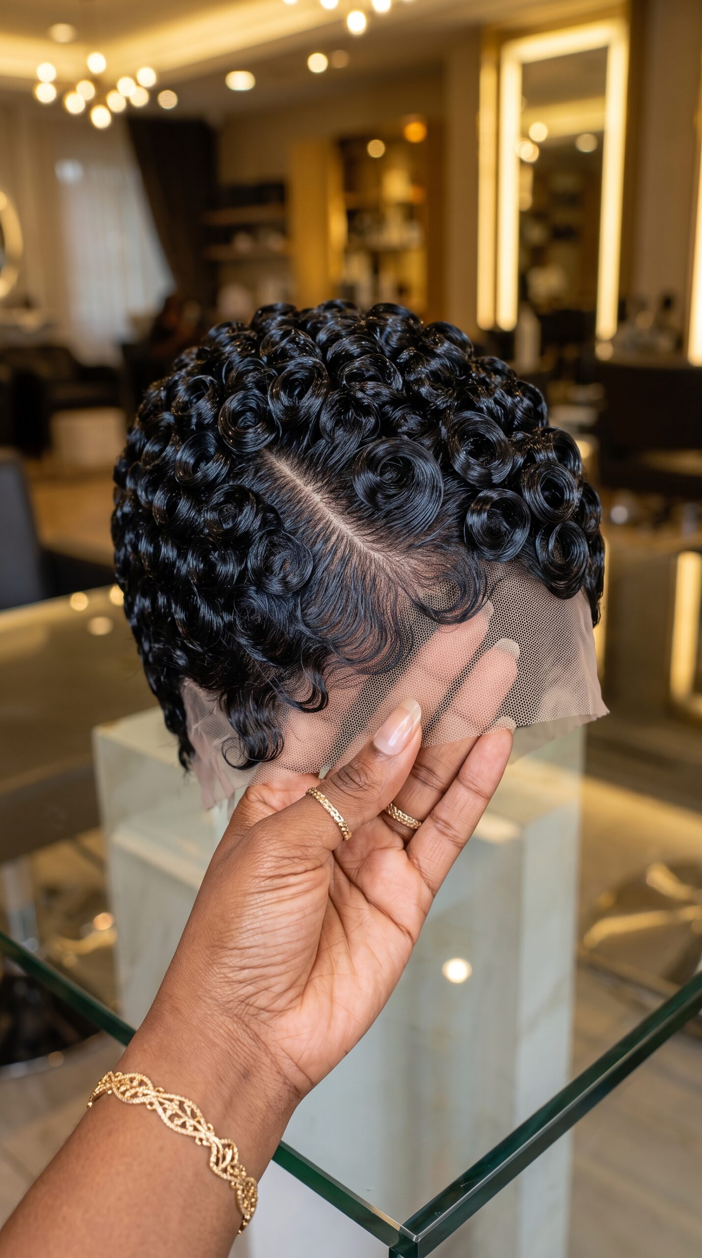The Secret Behind A Jet Black Swirled Rosette Pixie Wig With Deep Diagonal Parting And Raw HD Lace #bb