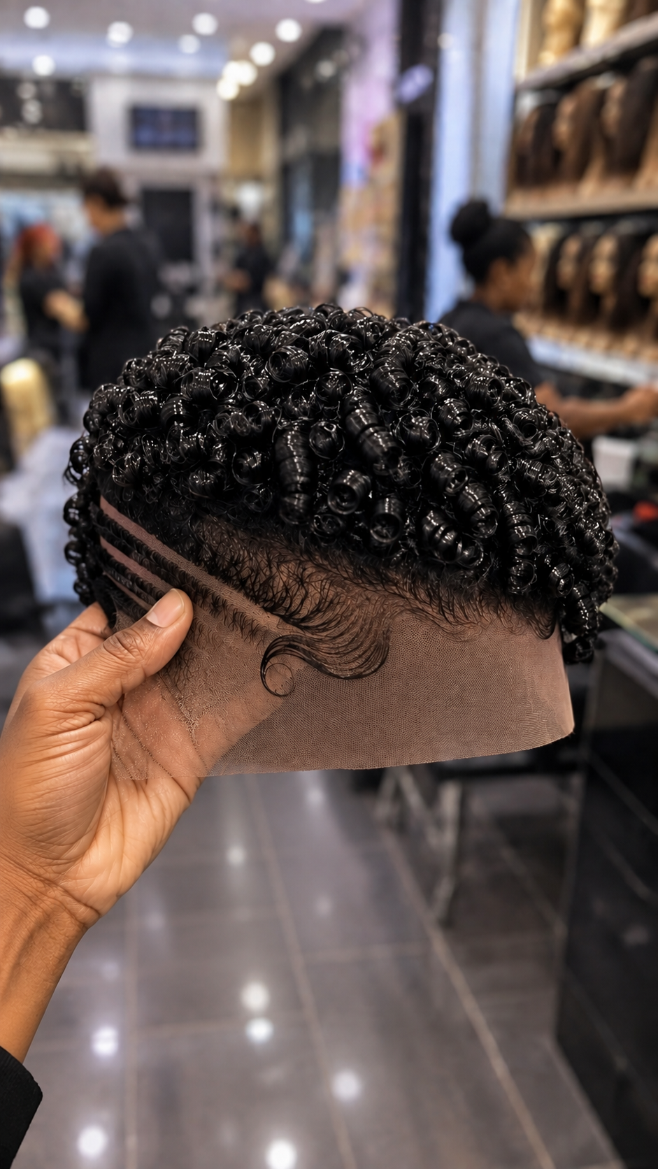 Triple Diagonal Razor Tracks Anchor A Voluminous Obsidian Ringlet Pixie Wig Over A Precision Undercut #fah