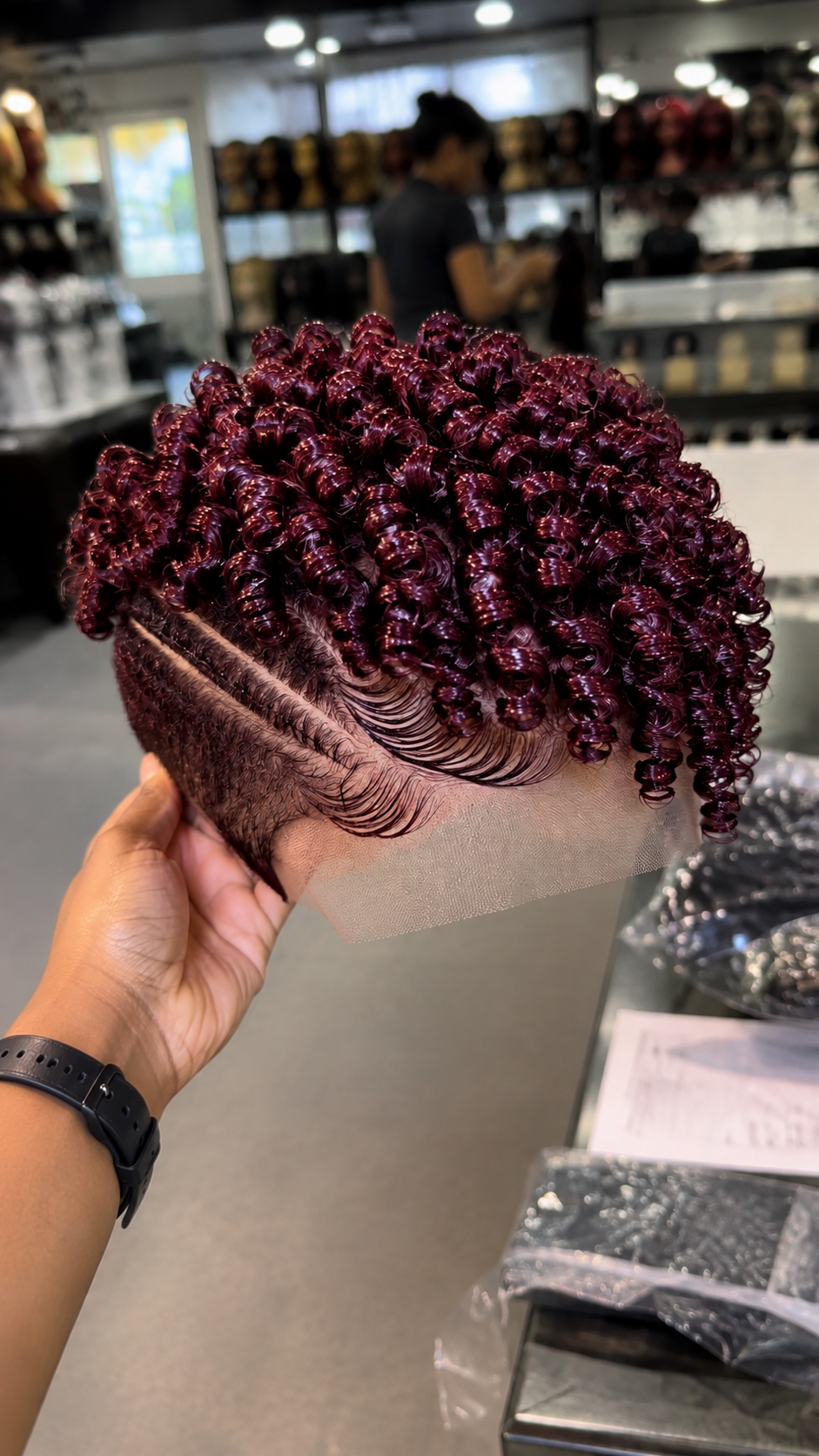 A Burgundy Coil Pixie Wig With Side Cornrows Is Two Hairstyles In One Cap  #stayh