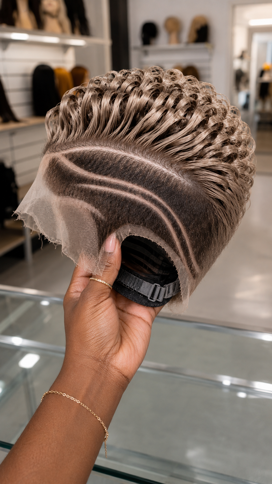 How Much Dark Root Should Show On A Light Curly Pixie Wig? #StylistStudioMSC