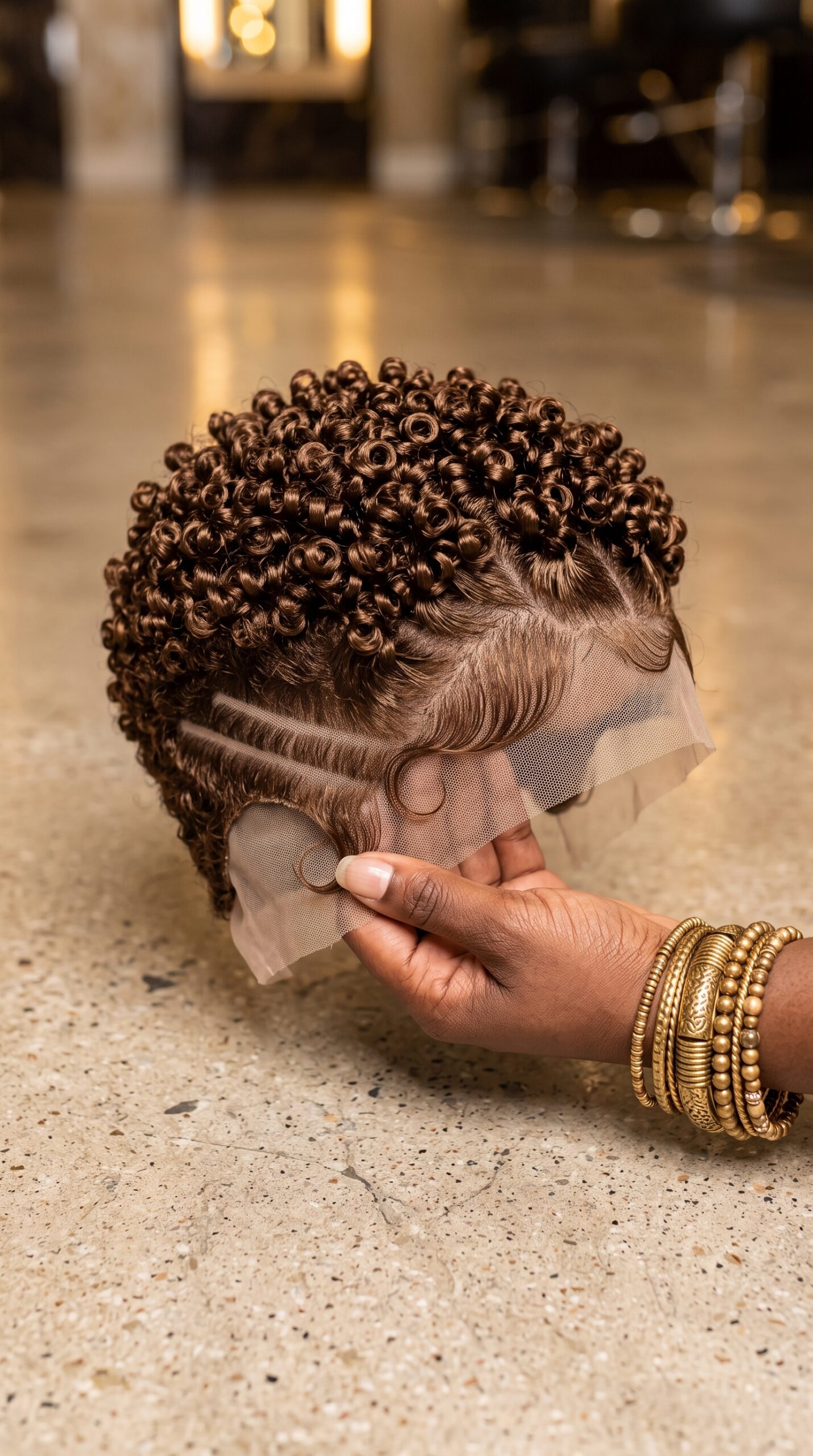 Dual Straight Razor Tracks Balance A Chestnut Brown Ringlet Pixie Wig #bb