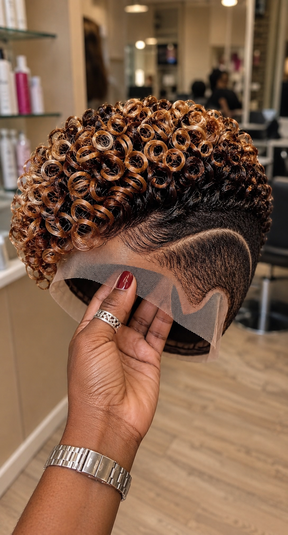 Where To Buy This Honey Blonde Balayage Ringlet Pixie Wig With A Curved Razor Carved Arch And Shadow Fade #aft Where To Buy This Honey Blonde Balayage Ringlet Pixie Wig With A Curved Razor Carved Arch And Shadow Fade #aft