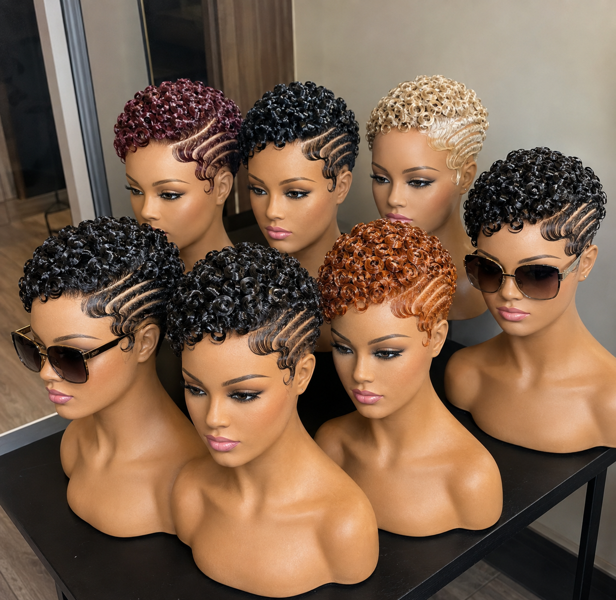 A Seven-Tone Collection Proves How Multi-Track Fade Carving Adapts Across Ringlet Pixie Wigs #StayGlamHairstyle