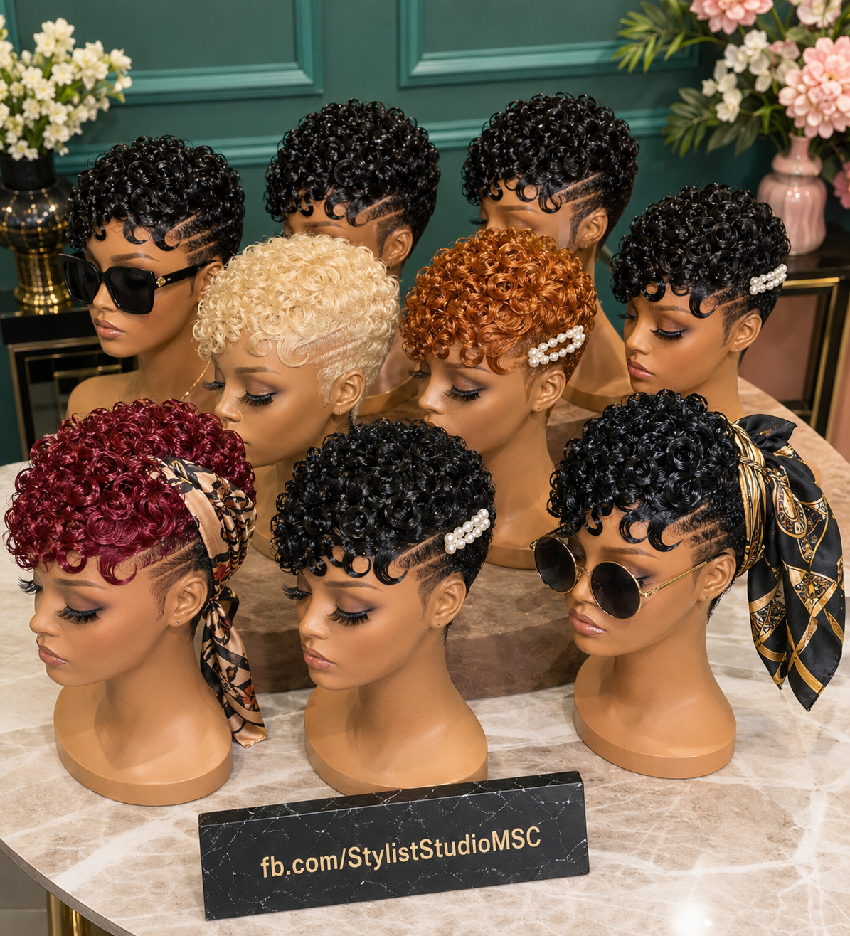 Pearl Barrettes And Silk Scarves Do Two Completely Different Jobs On A Pixie Wig #StylistStudioMSCp Pearl Barrettes And Silk Scarves Do Two Completely Different Jobs On A Pixie Wig #StylistStudioMSCp