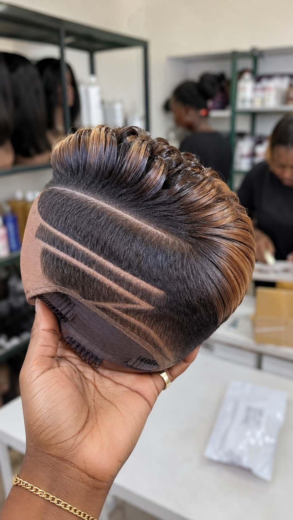 Geometric Razor Carving And Caramel-Blonde Ridges Define A Modern Undercut Pixie Wig #StayGlamHairstyleh Geometric Razor Carving And Caramel-Blonde Ridges Define A Modern Undercut Pixie Wig #StayGlamHairstyleh