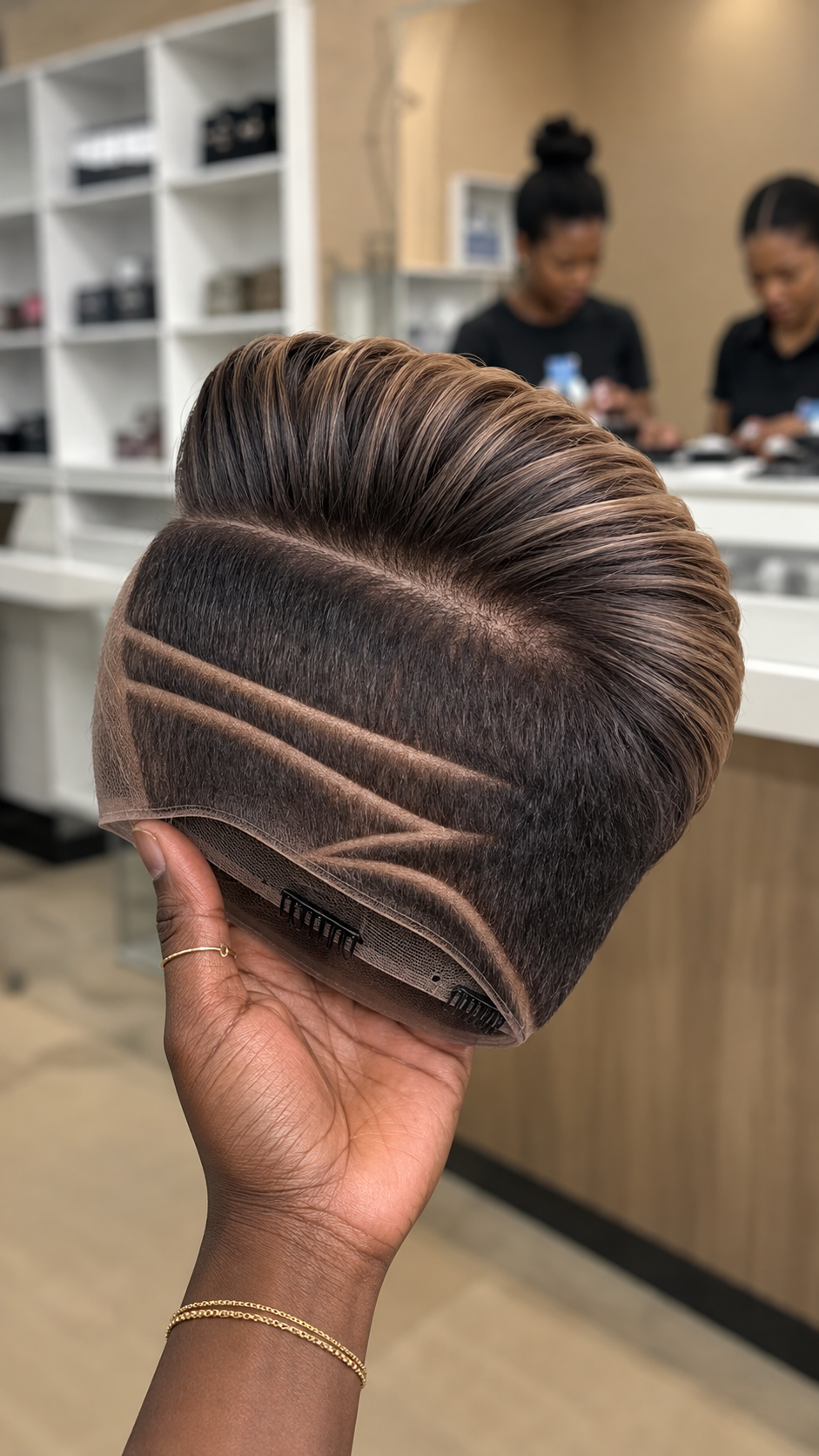 Geometric Razor Carving And Mocha-Bronze Tipping Anchor An Architectural Pompadour Pixie Wig #AfricanTrendyFashionSCh Geometric Razor Carving And Mocha-Bronze Tipping Anchor An Architectural Pompadour Pixie Wig #AfricanTrendyFashionSCh