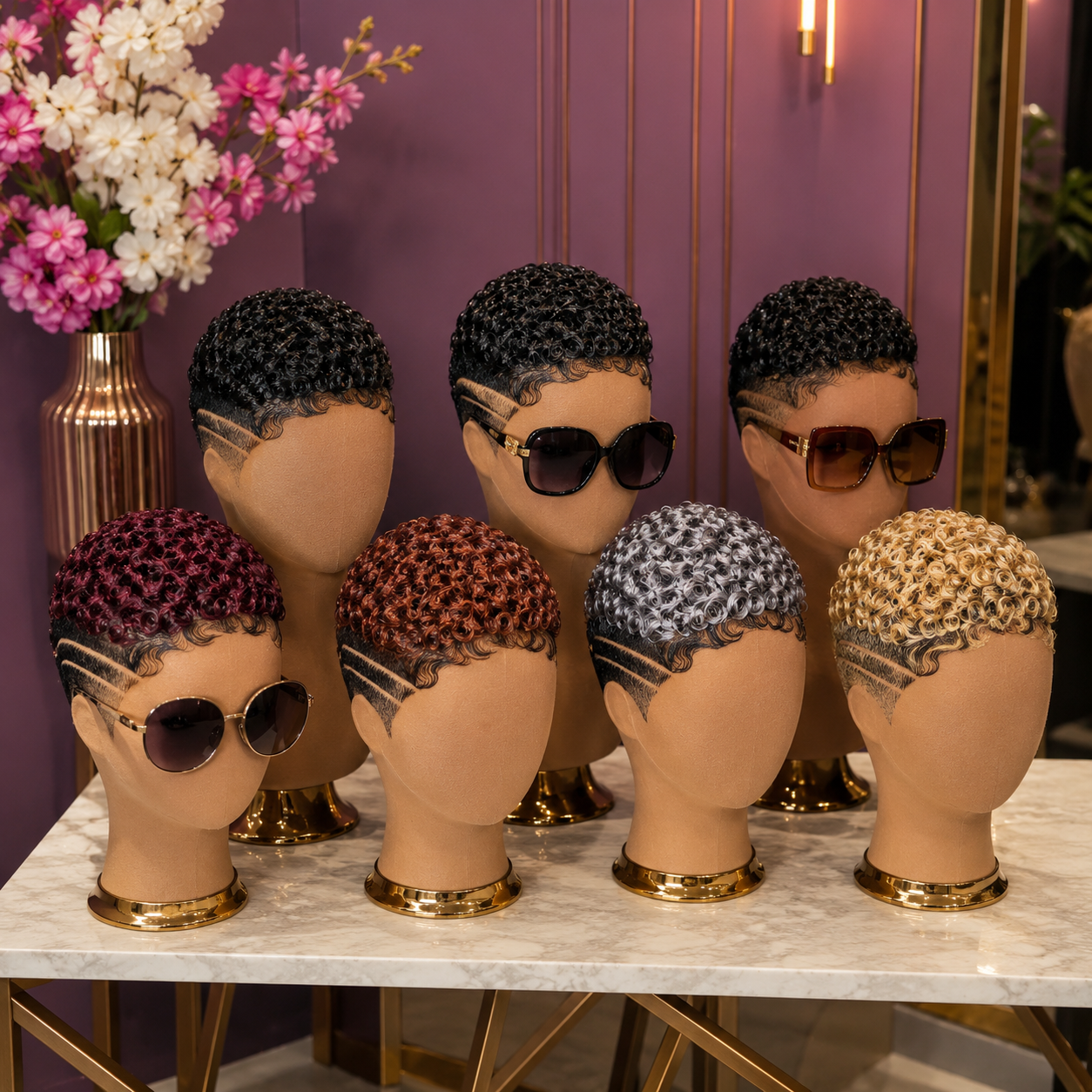Dual Straight Razor Tracks Frame Seven Pixie Colorways From Frosted Silver To Copper Auburn #BraidsforWomenSC