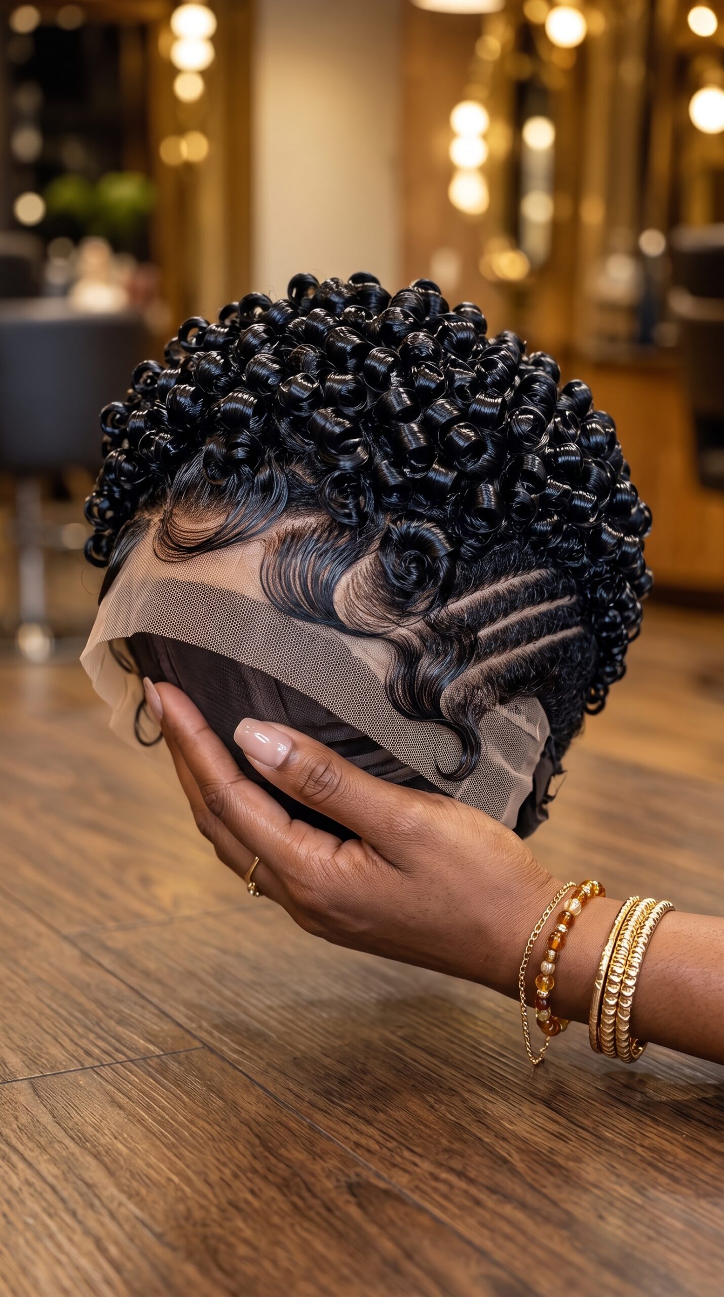 Three Parallel Razor Channels Anchor A Hand-Ventilated Temple Fade On A Tight Ringlet Pixie Wig #haircutsforwomens