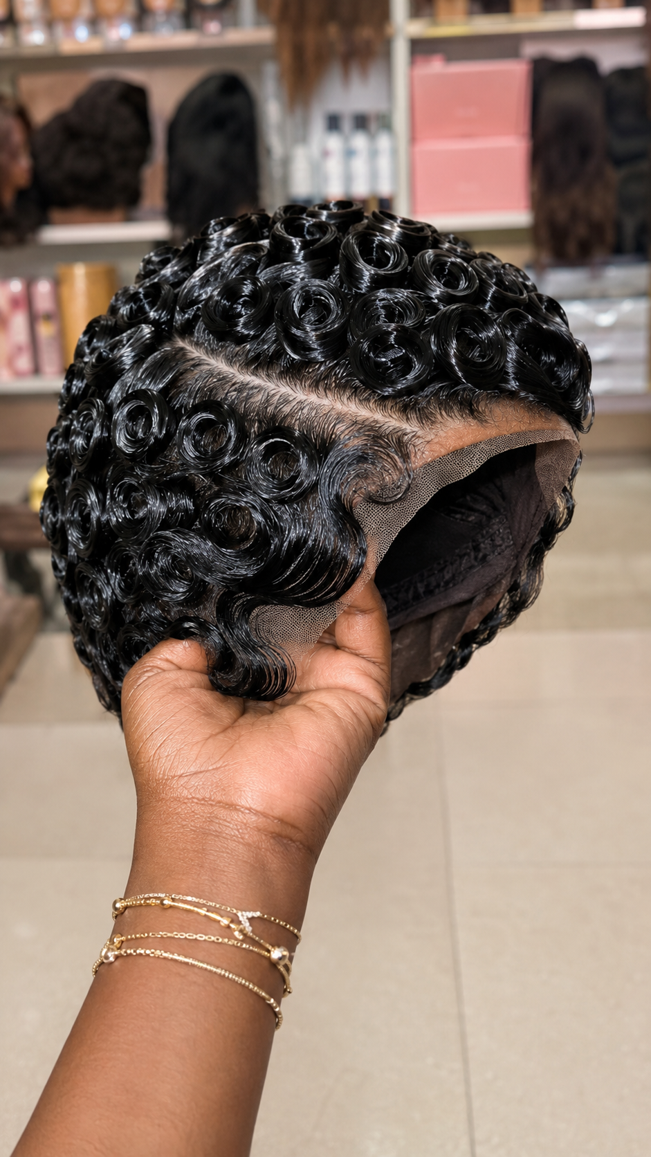 Diagonal Scalp Parting Separates High-Gloss Pin Curls Into Distinct Architectural Zones #StylistStudioMSCh Diagonal Scalp Parting Separates High-Gloss Pin Curls Into Distinct Architectural Zones #StylistStudioMSCh