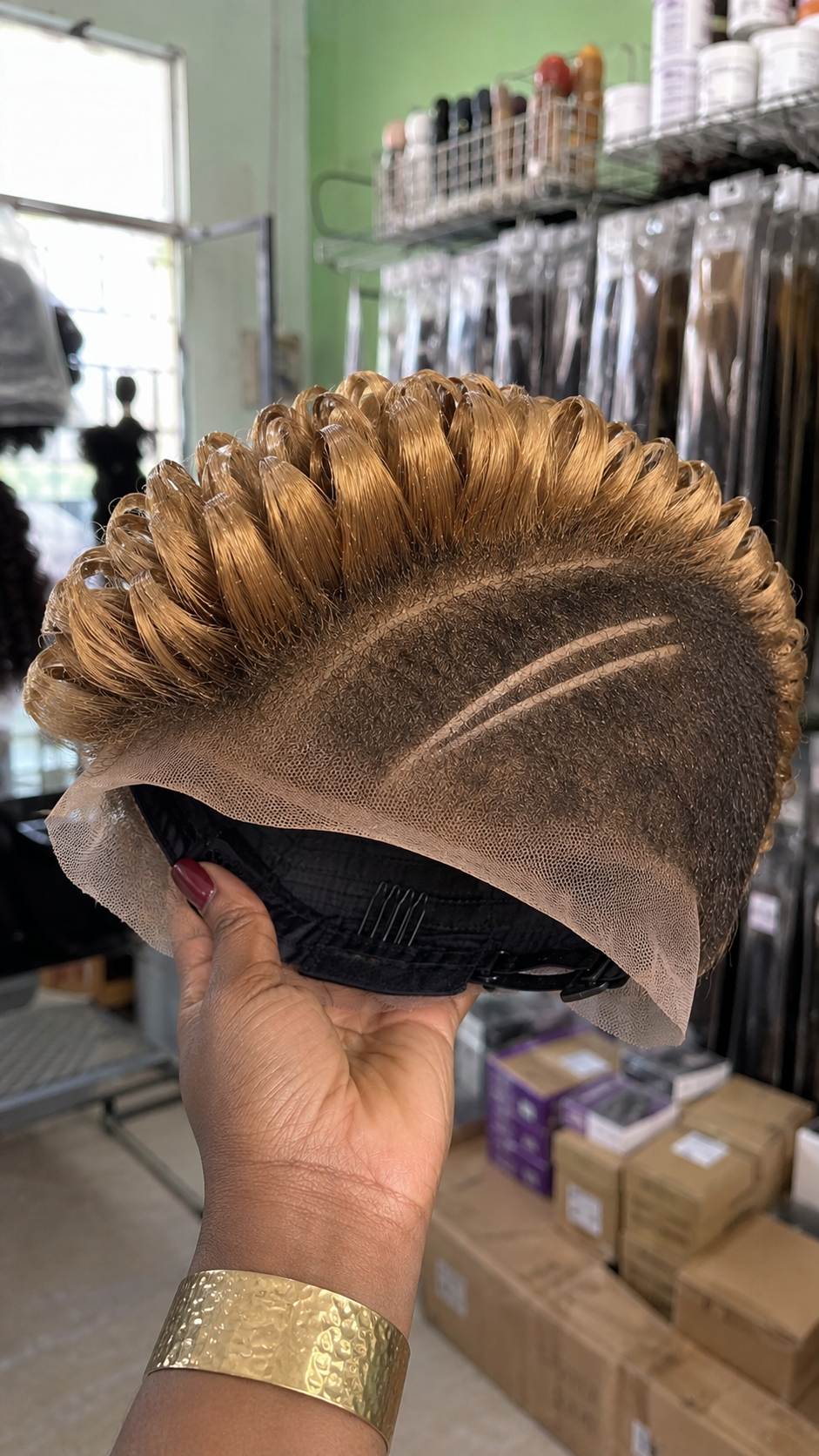 Dual Parallel Diagonal Razor Tracks Anchor A Honey Blonde Sculpted Pompadour Pixie Wig #StayGlamHairstyleh Dual Parallel Diagonal Razor Tracks Anchor A Honey Blonde Sculpted Pompadour Pixie Wig #StayGlamHairstyleh