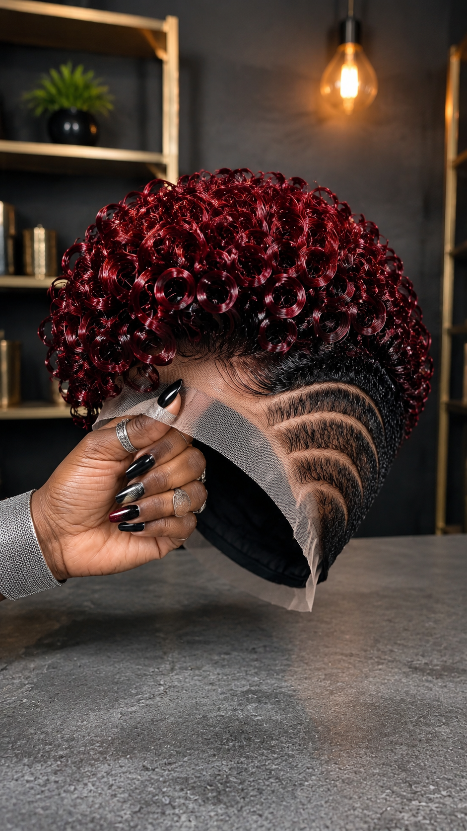 Four Sweeping Curved Razor Arches Anchor A Wine Merlot Rosette Pixie Wig Over A Dark Shadow Fade #stayh Four Sweeping Curved Razor Arches Anchor A Wine Merlot Rosette Pixie Wig Over A Dark Shadow Fade #stayh