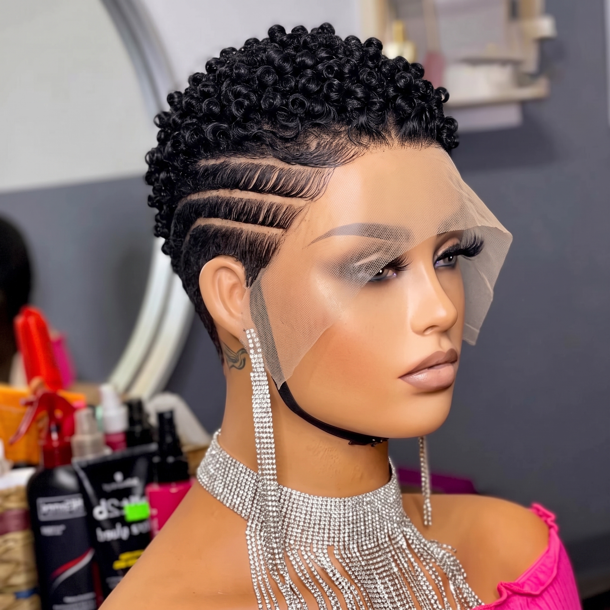 Four Cornrows On This Tight Coil Pixie Wig Are The Haircut — The Coils Are The Lid  #bc