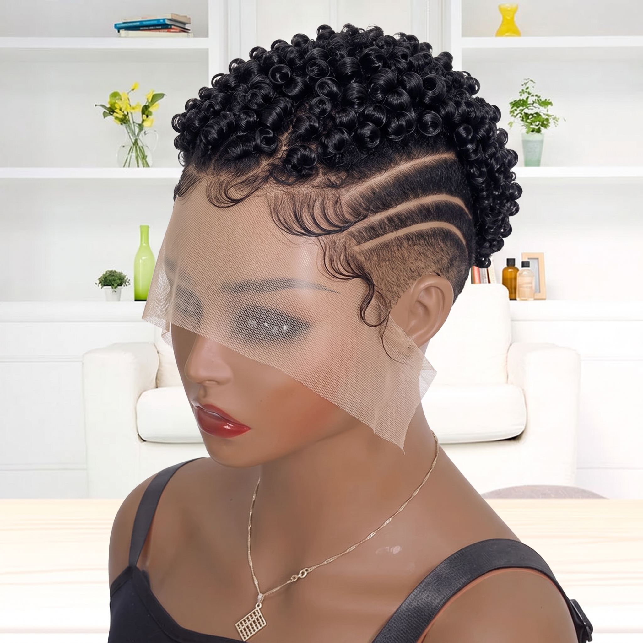 The Three Rows On This Tight Coil Pixie Wig — Hidden Under The Veil — Are The Real Spec  #haircutsforwomenn