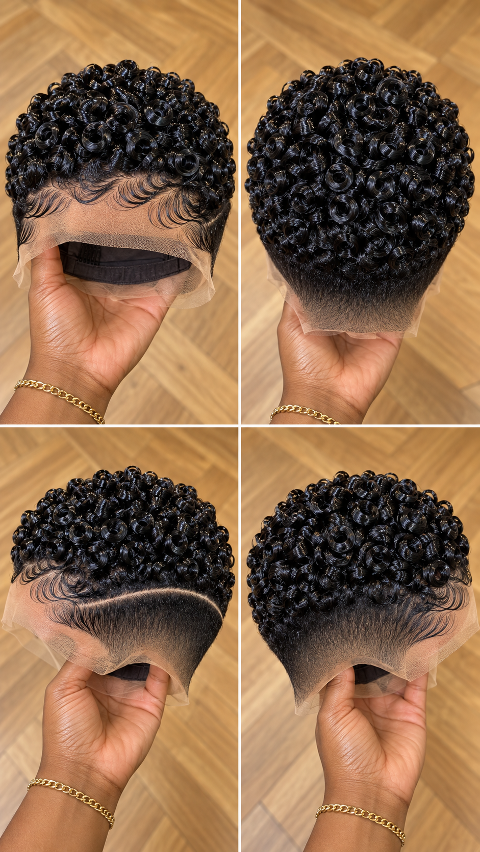 Jet Black Ringlet Pixie Wig With Sculpted Temple Waves And Tapered Sides #besk