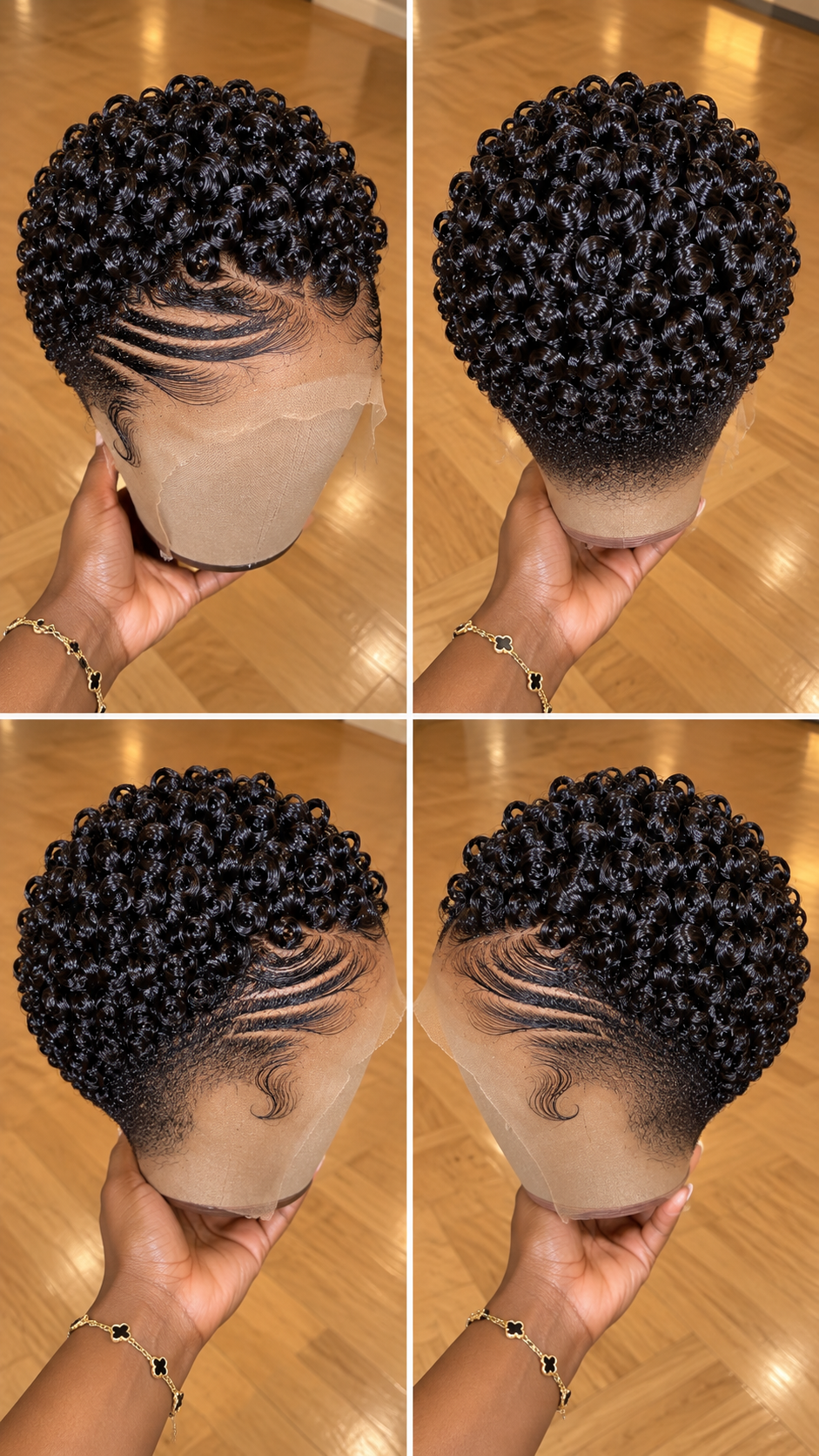 Jet Black Ring Curl Pixie Wig With Sweeping Side Waves And Close Nape #besk